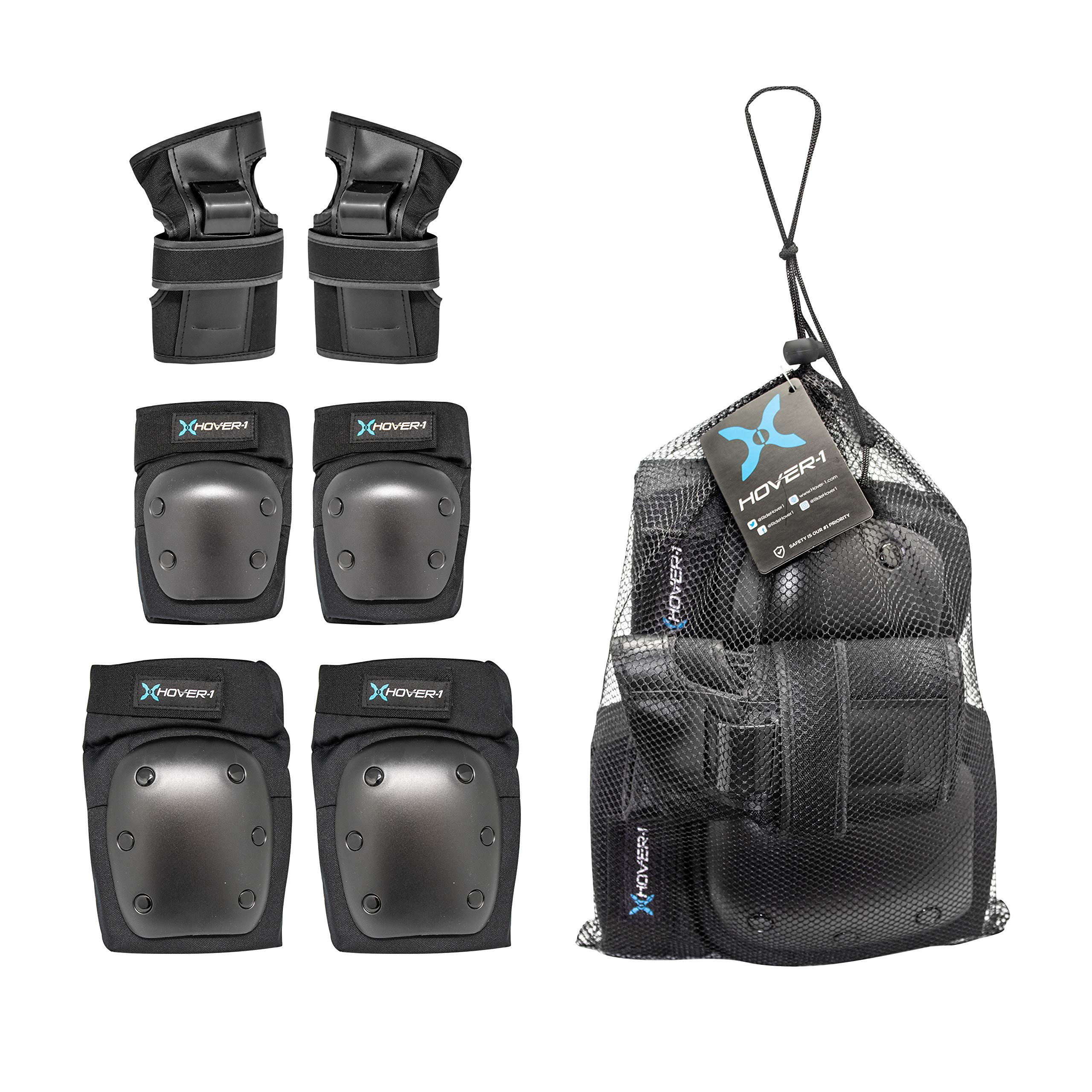 Hover-1 Protective Elbow Pads, Knee Pads, Wrist Guards, Padded Shorts, Tank Top, T-Shirt - Hard PP Shells for Impact Resis...