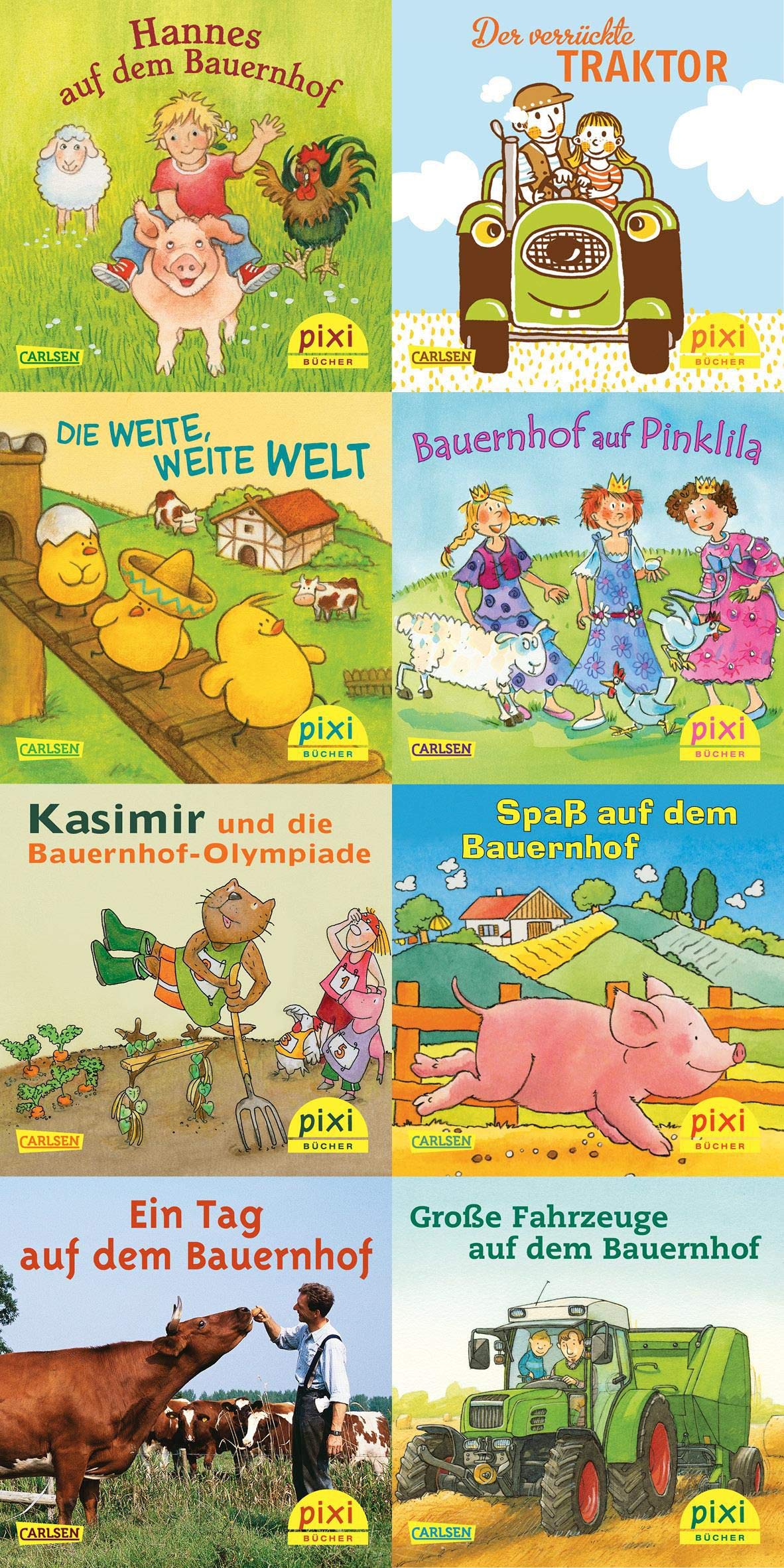 Pixi-Box 208: Pixi besucht den Bauernhof (8x8 Exemplare) (208): Hannes auf dem Bauernhof, Der verrückte Traktor, Die weite, weite Welt, Bauernhof auf ... Bauernhof, Große Fahrzeuge auf dem Bauernhof