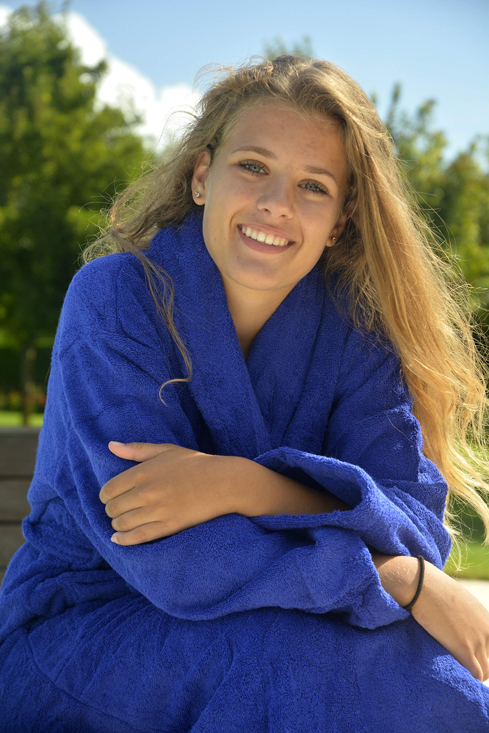 A&R Towels & Bathrobes ARTG Robezz® - Accappatoio con collo sciallato, in spugna, taglia 3XL, colore: Blu