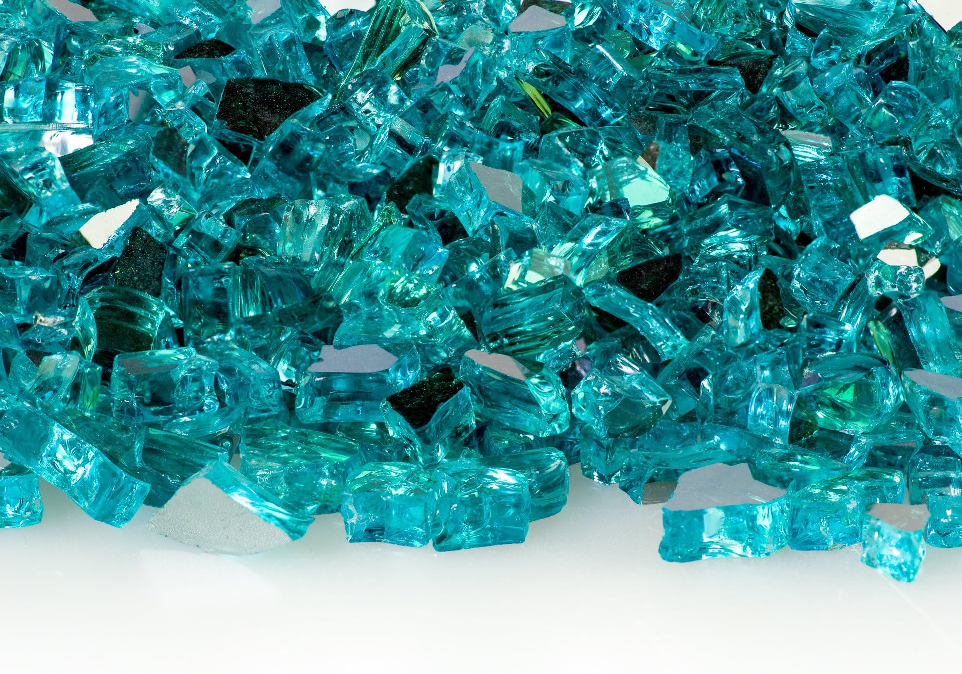 1/4 Inch Caribbean Reflective (Azuria Reflective) Fire Glass 40 Pounds (Four 10 Pound Bags)