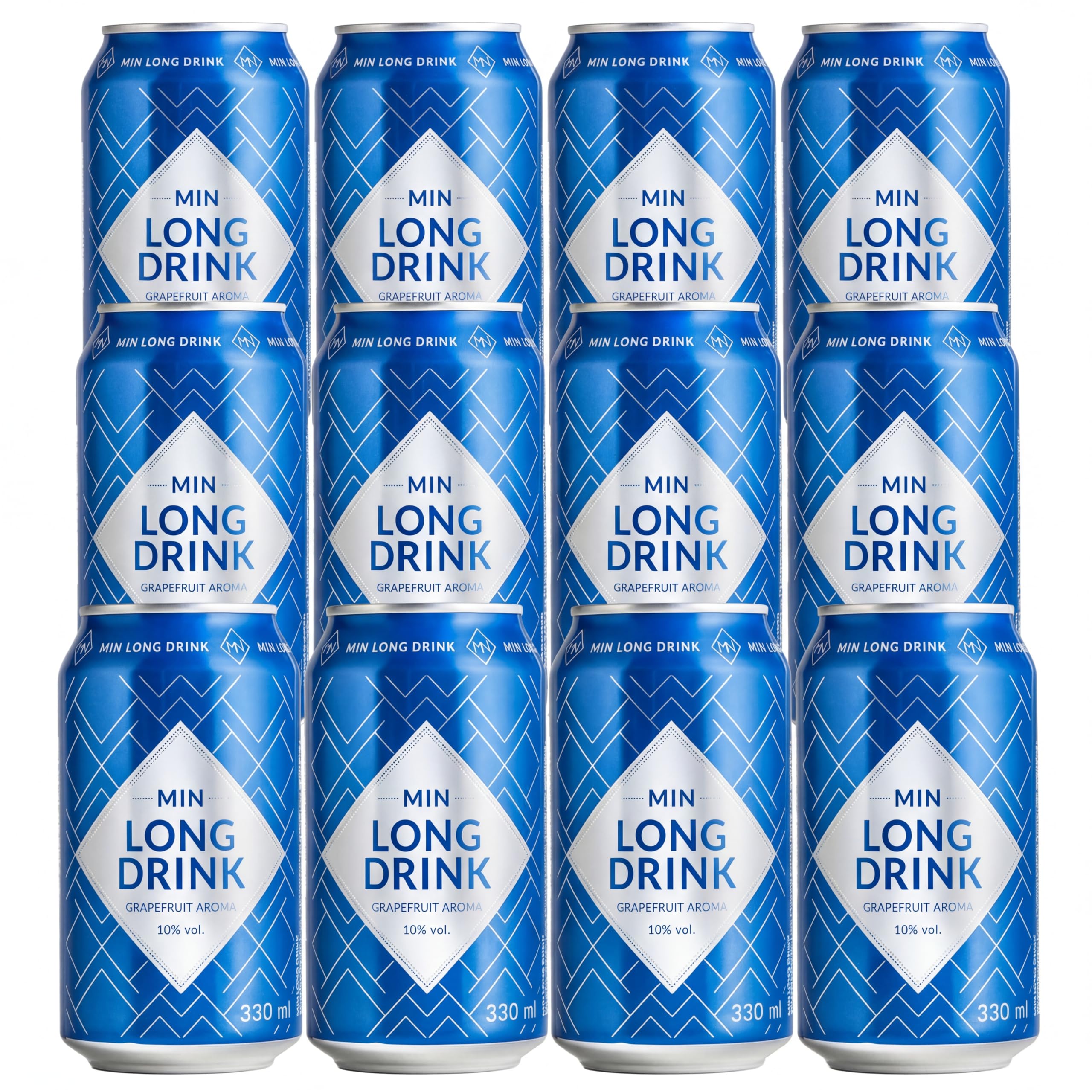 MIN Long Drink Grapefruit – Lonkero – Finnisches Nationalgetränk – Premium Gin-Longdrink – Fertig servierbereit – Nachhaltig produziert in Finnland – 10% Vol. – Glutenfrei – 12×0,33 L – 3 € Dosenpfand