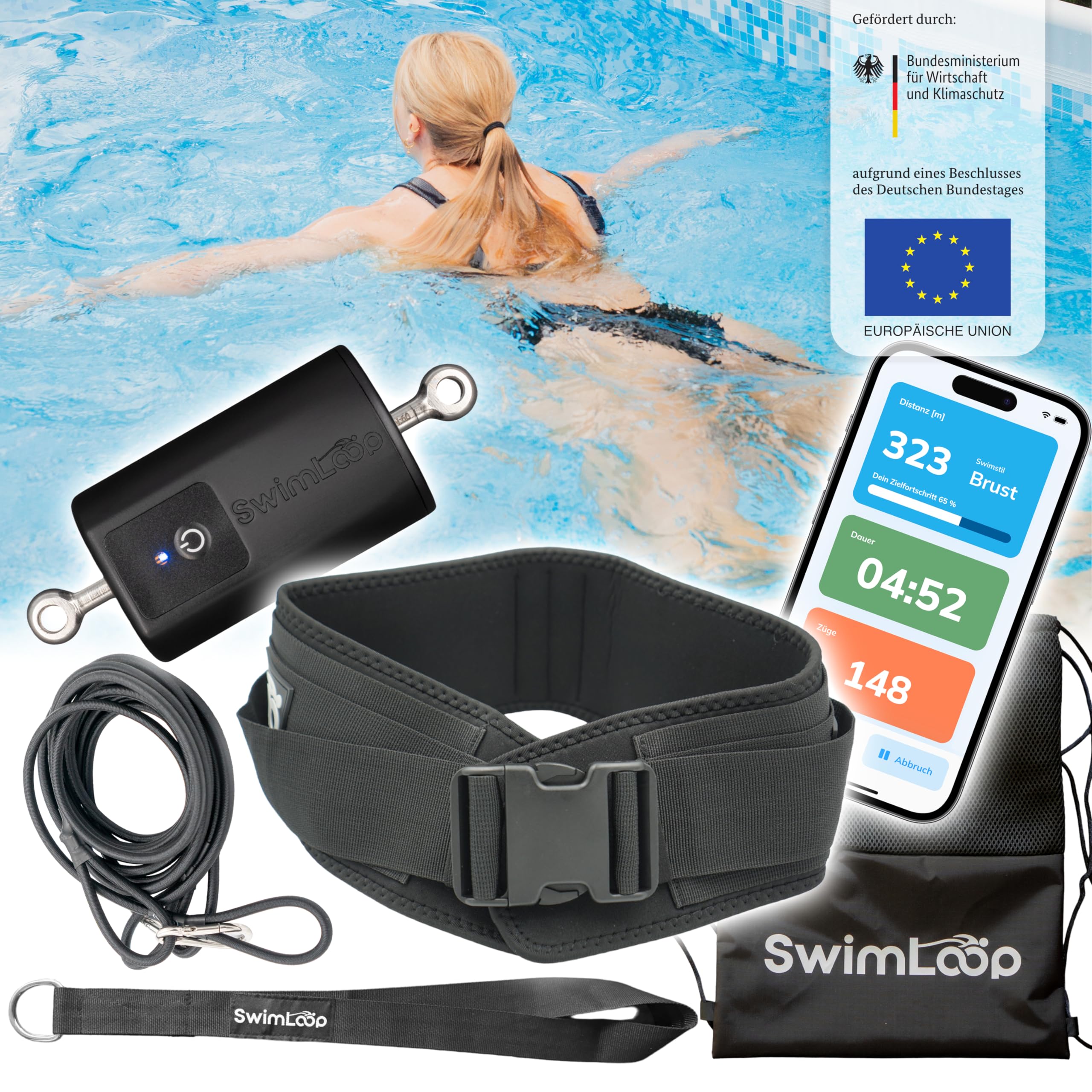 Aktivitätstracker Top Schwimmtrainer für zu Hause, Widerstandstraining, stationäres Schwimmen, Schwimmband als Alternative zur Gegenstromanlage