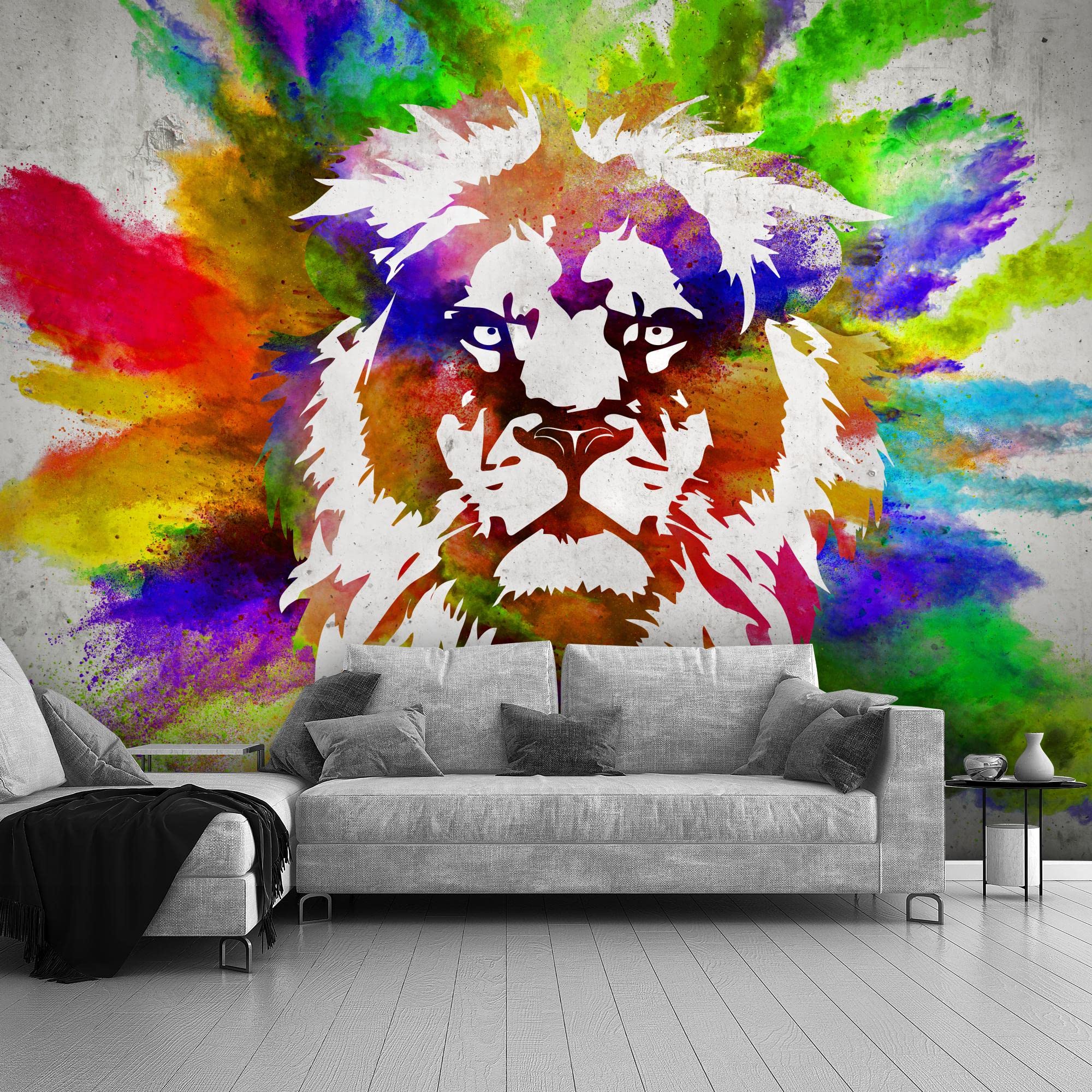Runa Art Wallpaper 396 X 280 Cm Africa Night Lion Non-Woven Decoration