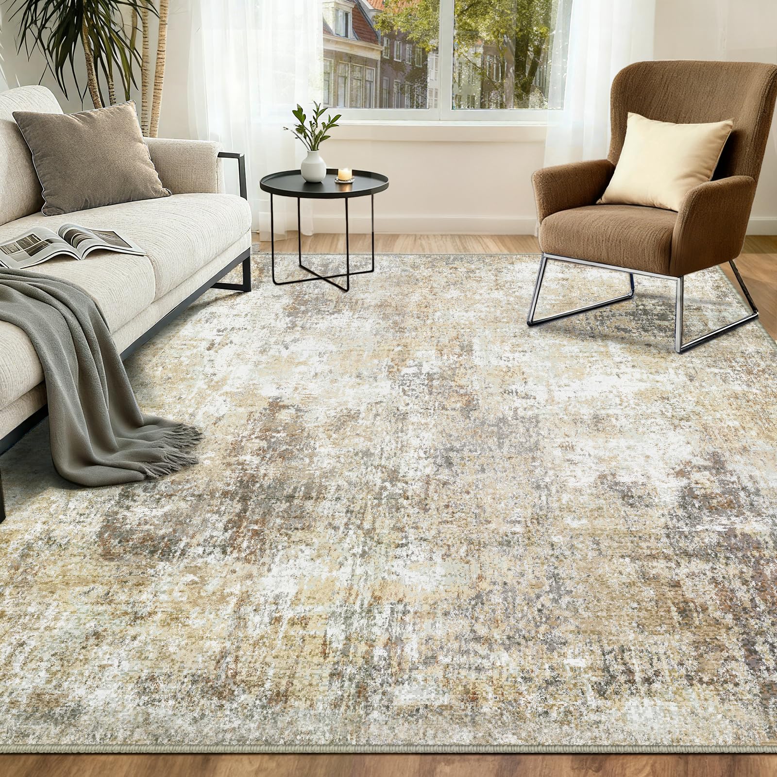 INOVADAY Abstrakt Waschbarer Teppich | Teppich Wohnzimmer, Teppich Waschbar, Schlafzimmer, Esszimmer, Büro, Moderne Minimalistische, Kurzflor Weich Rutschfest, OEKO