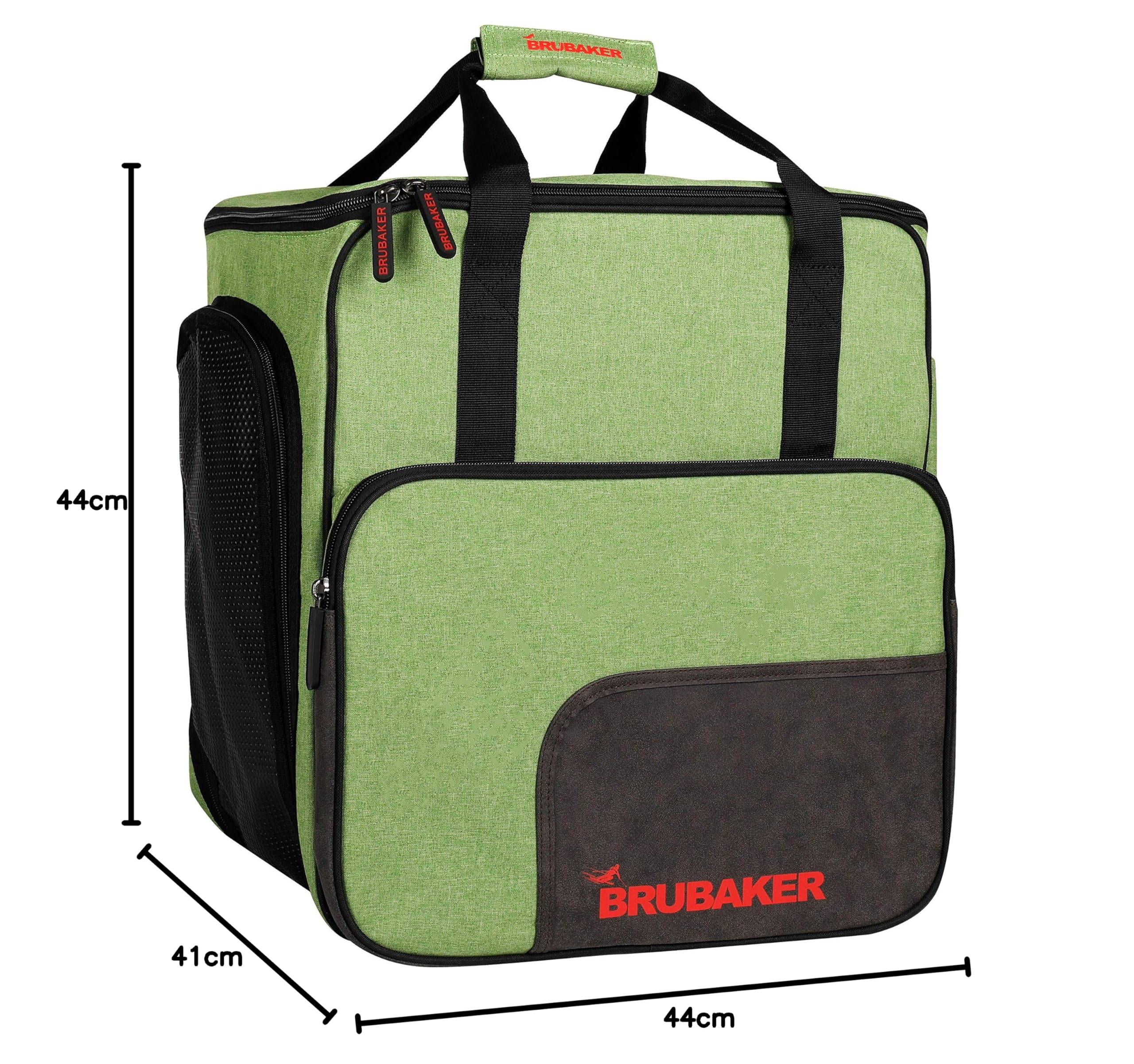BRUBAKER 'Super Performance' - Sac à Chaussures de Ski/Sac Casque/Sac à Dos Ski - Vert chiné/Noir