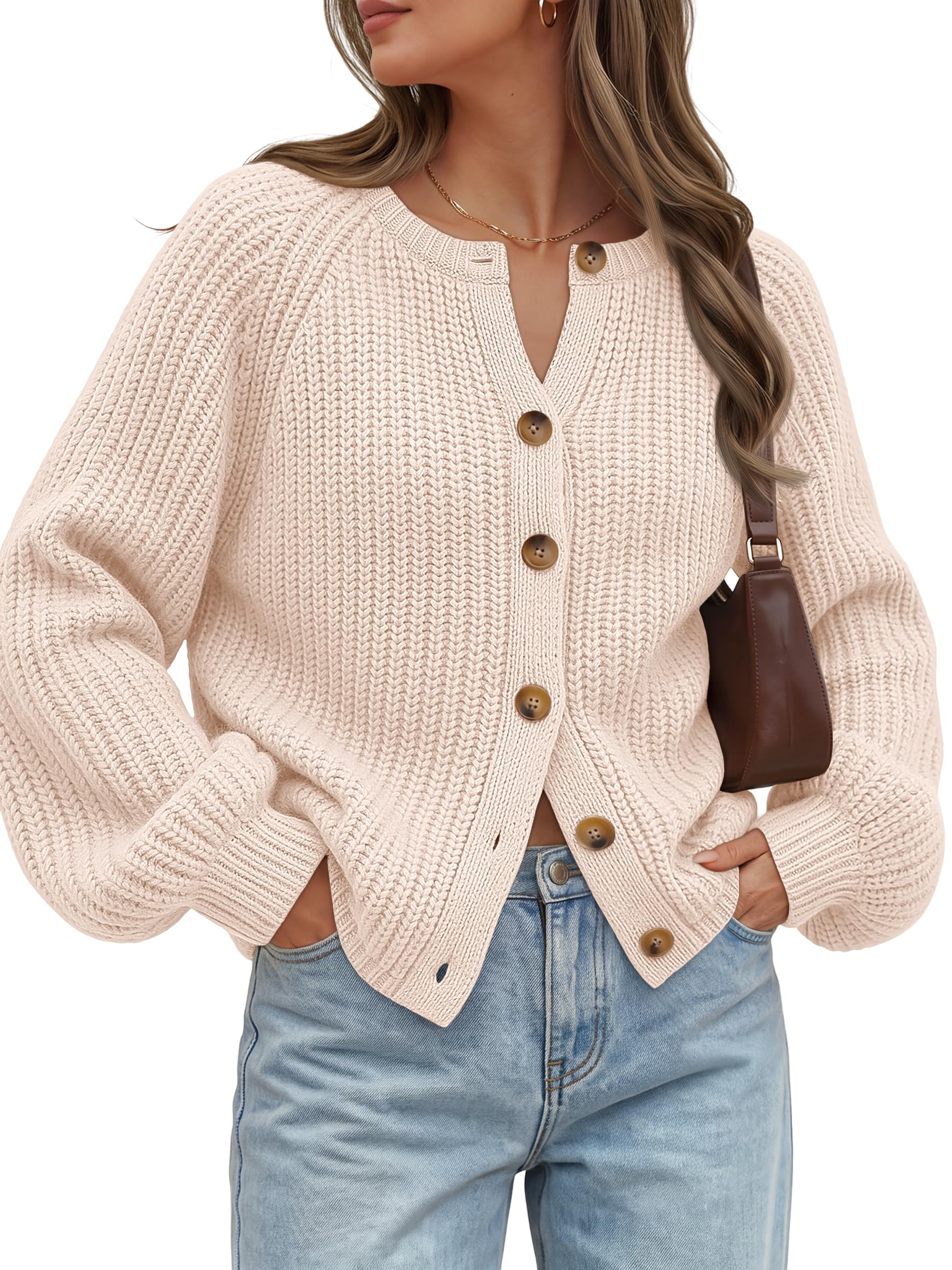 Trendy Queen Chunky Knit Cardigan Sweaters for Women 2026 Fall Outfits | Button Up Coat, Winter Sweater Jackets, Cotton Acrylic Blend Fashion Clothing, Cute Clothes
