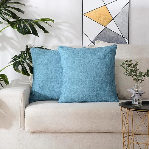 Miniatura 4 de THOHAG Juego de 4 fundas de almohada de 18 x 18 pulgadas, fundas de cojín de lino suave, fundas cuadradas decorativas para sofá, sala de estar,