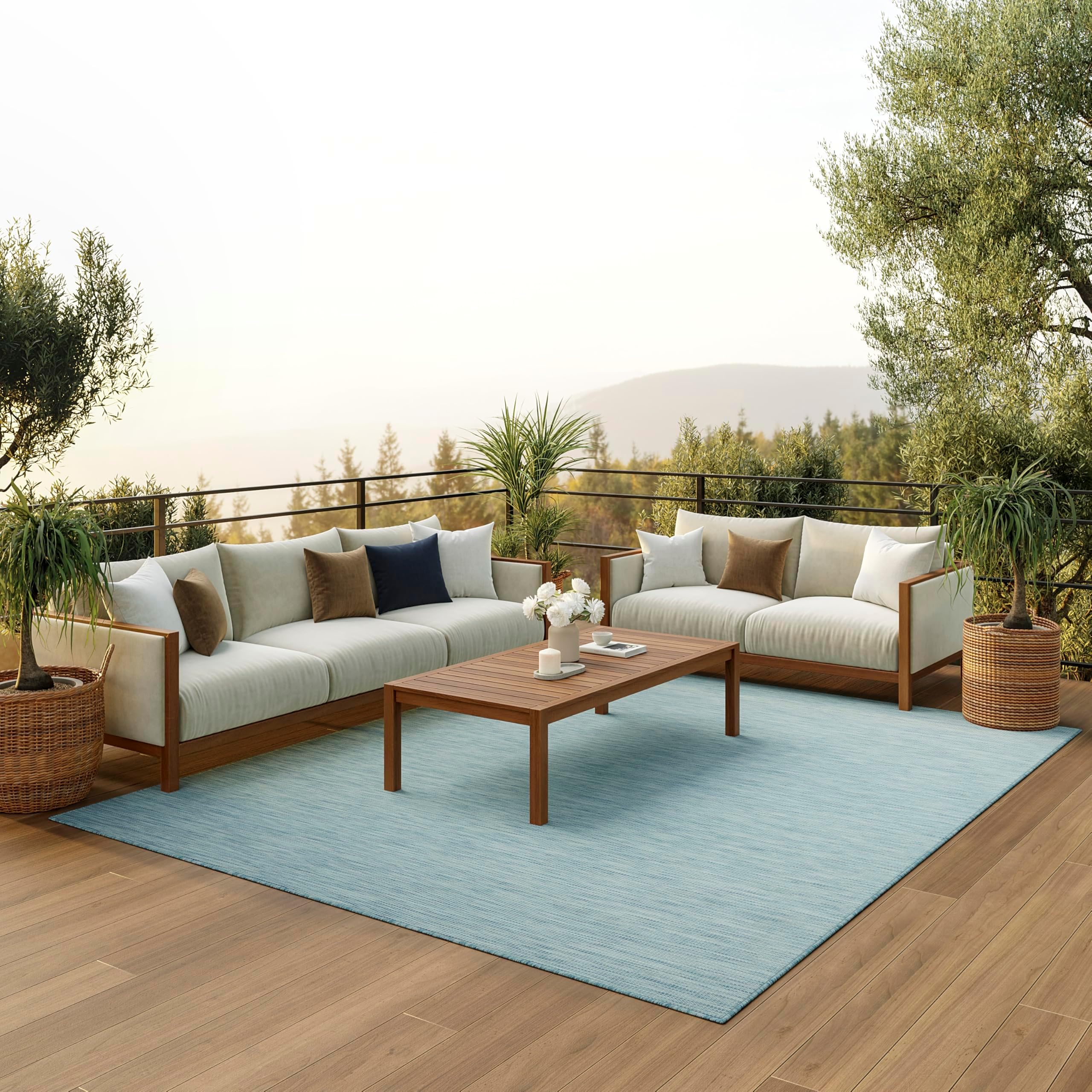 Home Positano Aqua 8' x 10' Area Rug - Easy Clean, Non Shedding, Bed Room, Living Room, Dining Room, Kitchen (8' x 10')