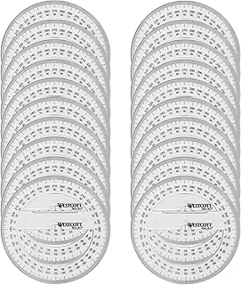 Westcott E-10135 00-I kątomierz okrągły 360 stopni, tworzywo sztuczne, 10 cm, 20 sztuk, przezroczysty