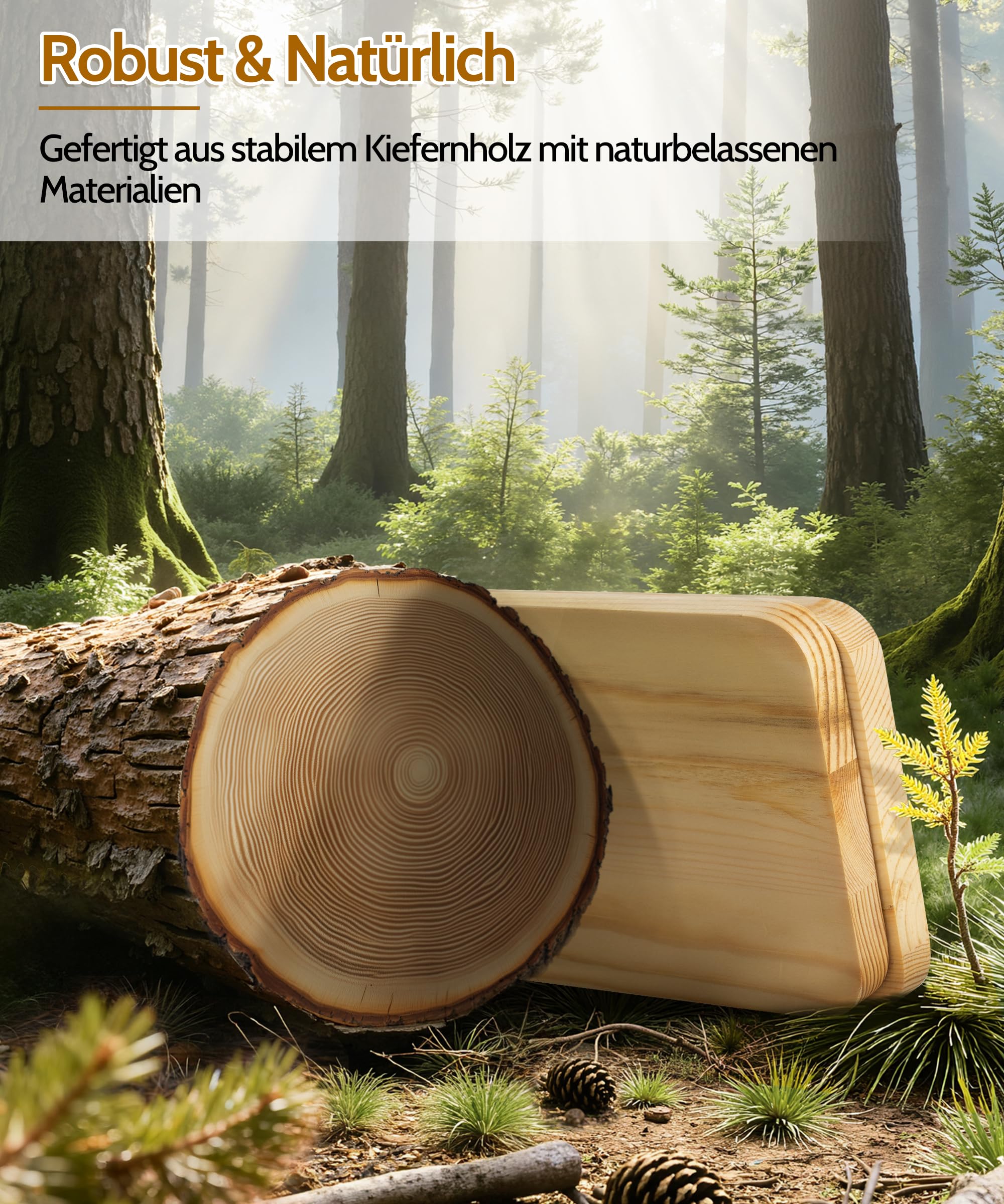 SUMGAR Wandregal Holz, dekoratives Hängeregal mit 3 Ablagen, 50 x 58 cm | Aus massivem Kiefernholz mit drei abnehmbaren Böden; zur Wandmontage für Bücher und Deko in Wohn- und Schlafzimmer.