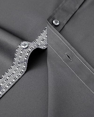 Miniatura 4 de Alimens & Gentle Camisas de vestir para hombre, de manga larga, sin arrugas, casual, con botones