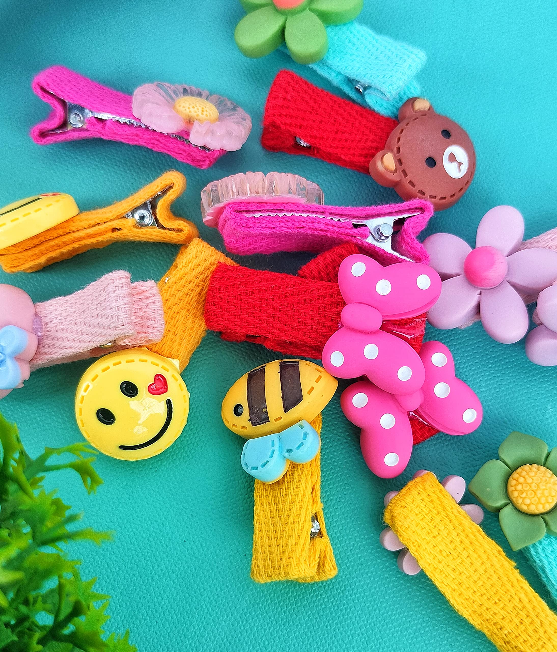 ANNACREATIONS 26 Pcs Baby Girls Hair Clips Cute Animal Character Fruit Flower Pattern Fully Ribbon Lined Hair clips Hair Accessories for Girls 4