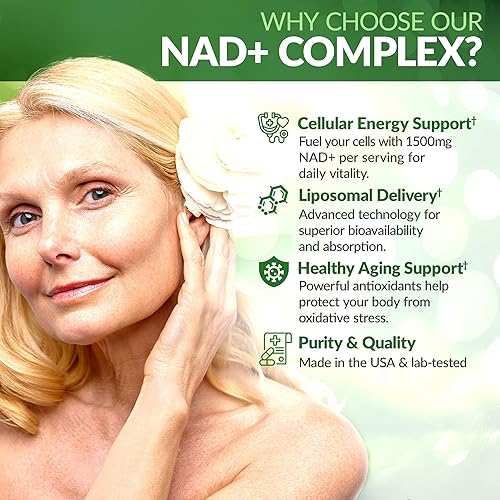 Miniatura 3 de Suplemento liposomal NAD+ Resveratrol  1500 mg NAD+ y 300 mg 98% Trans-Resveratrol  Suministro de 60 días  Complejo NAD+ avanzado para energía