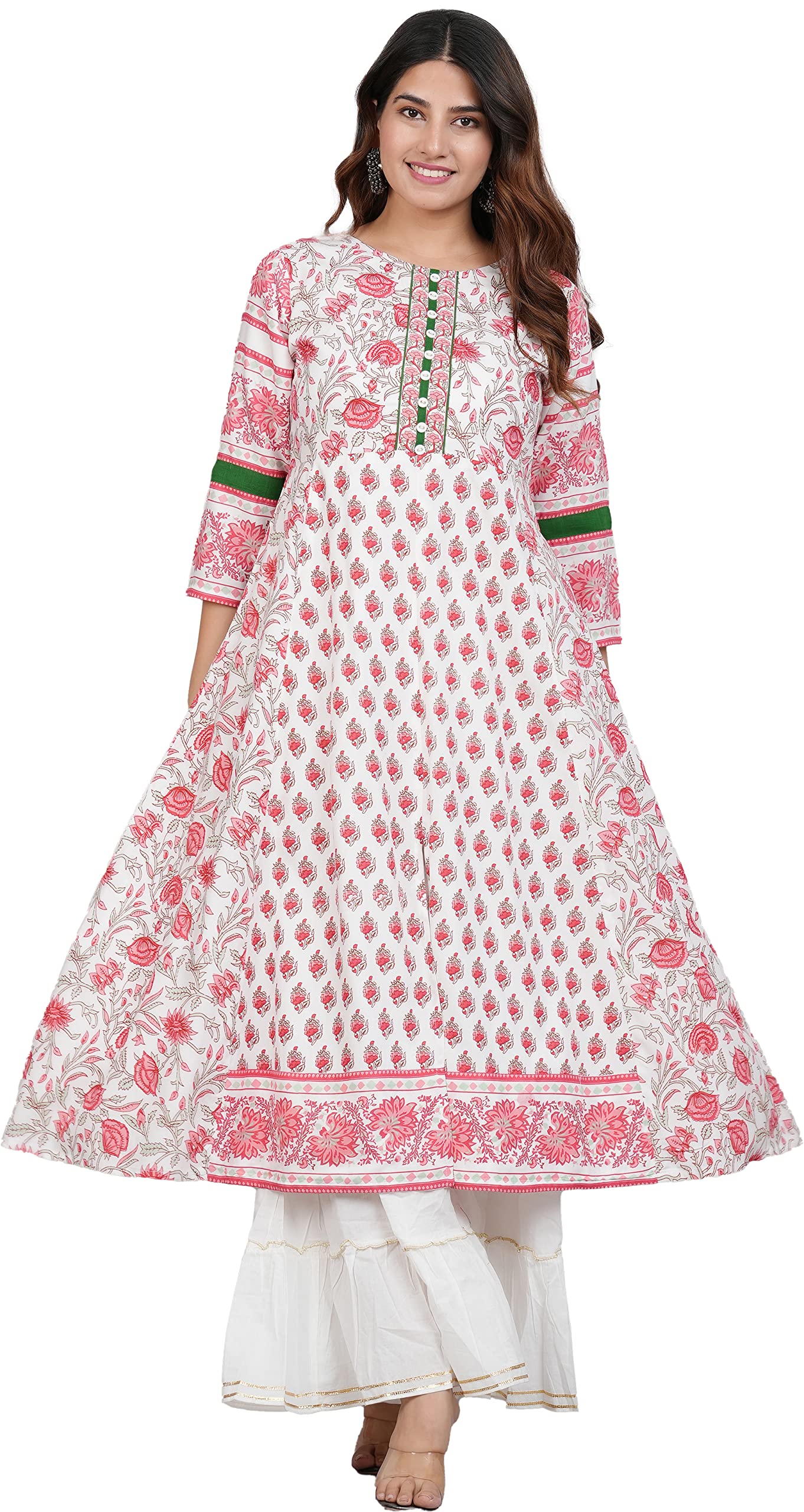 Yash Gallery Women's Rayon Relaxed Fit Anarkali Floral Printed Kurta