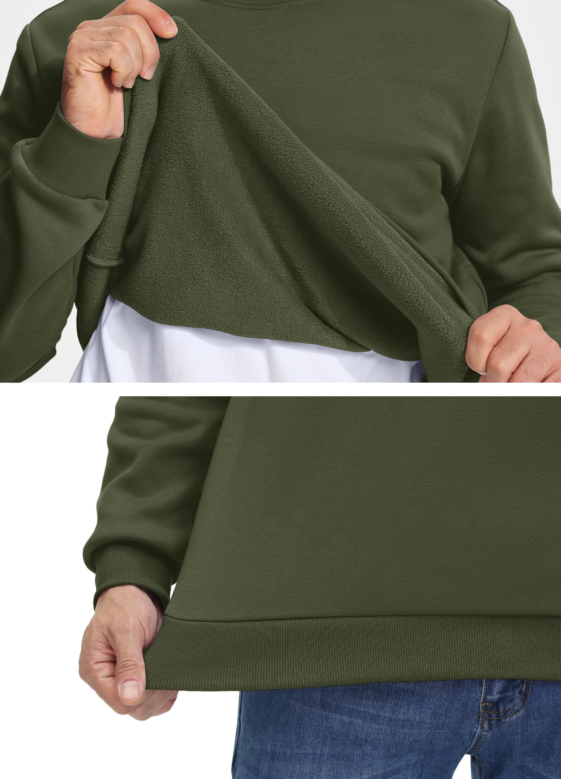 TACVASEN Fleecepullover Herren Sweatshirt Gefüttert Winter Warme Sport Langarmshirt Rundhals Outdoor Pullover Männer