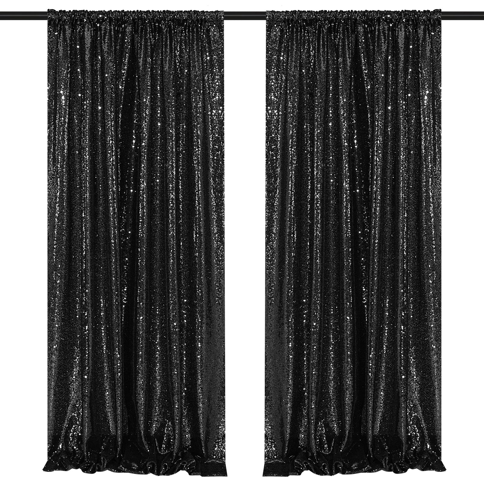 2 Pieces Gold Sequin Backdrop Curtain Panels Stage 2FTx8FT Party Wedding Background Drapes — view 31