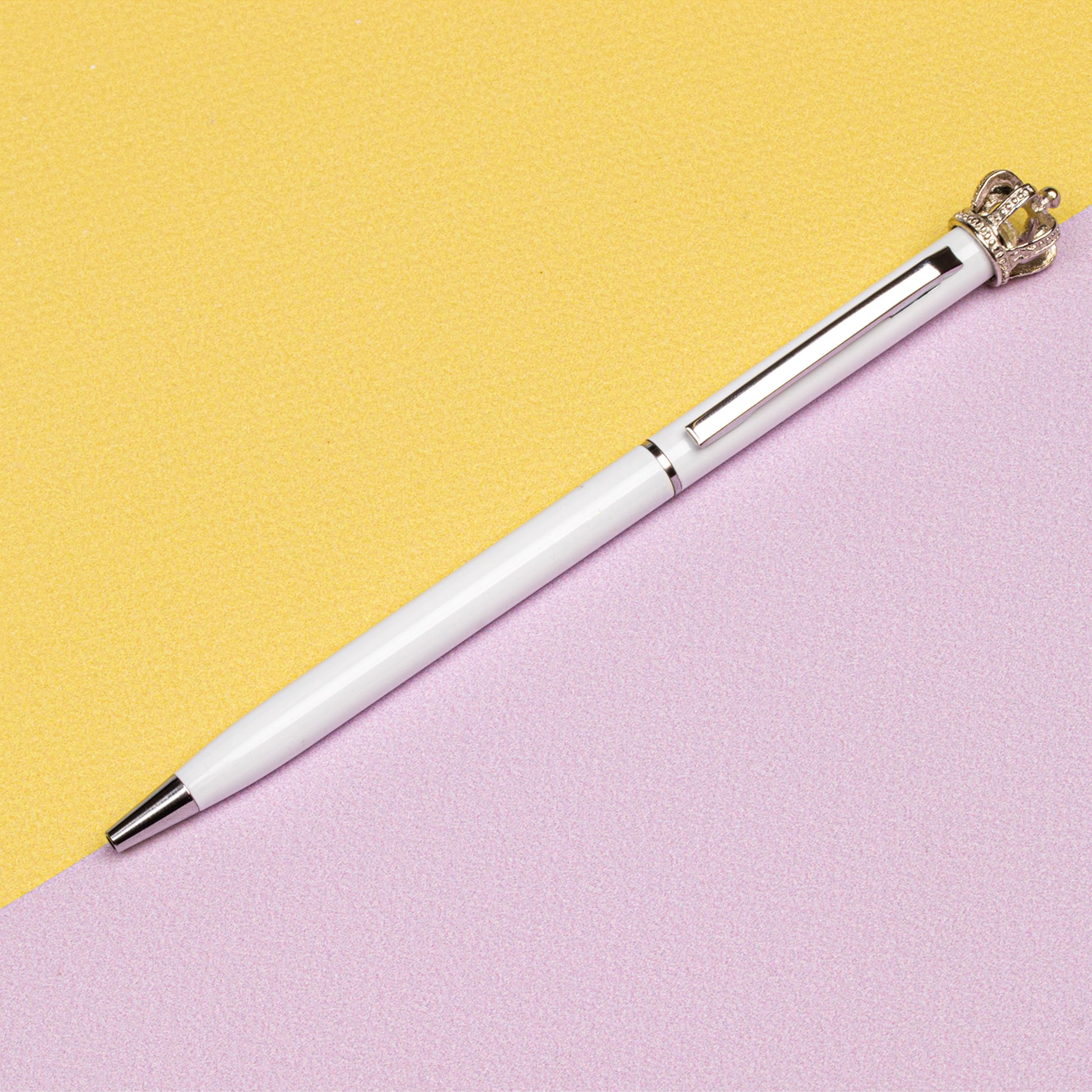 Schmalz® 50 Penne a sfera in metallo con corona – Incisione personalizzata – Penna a sfera di alta qualità come regalo per uomini e donne (50)
