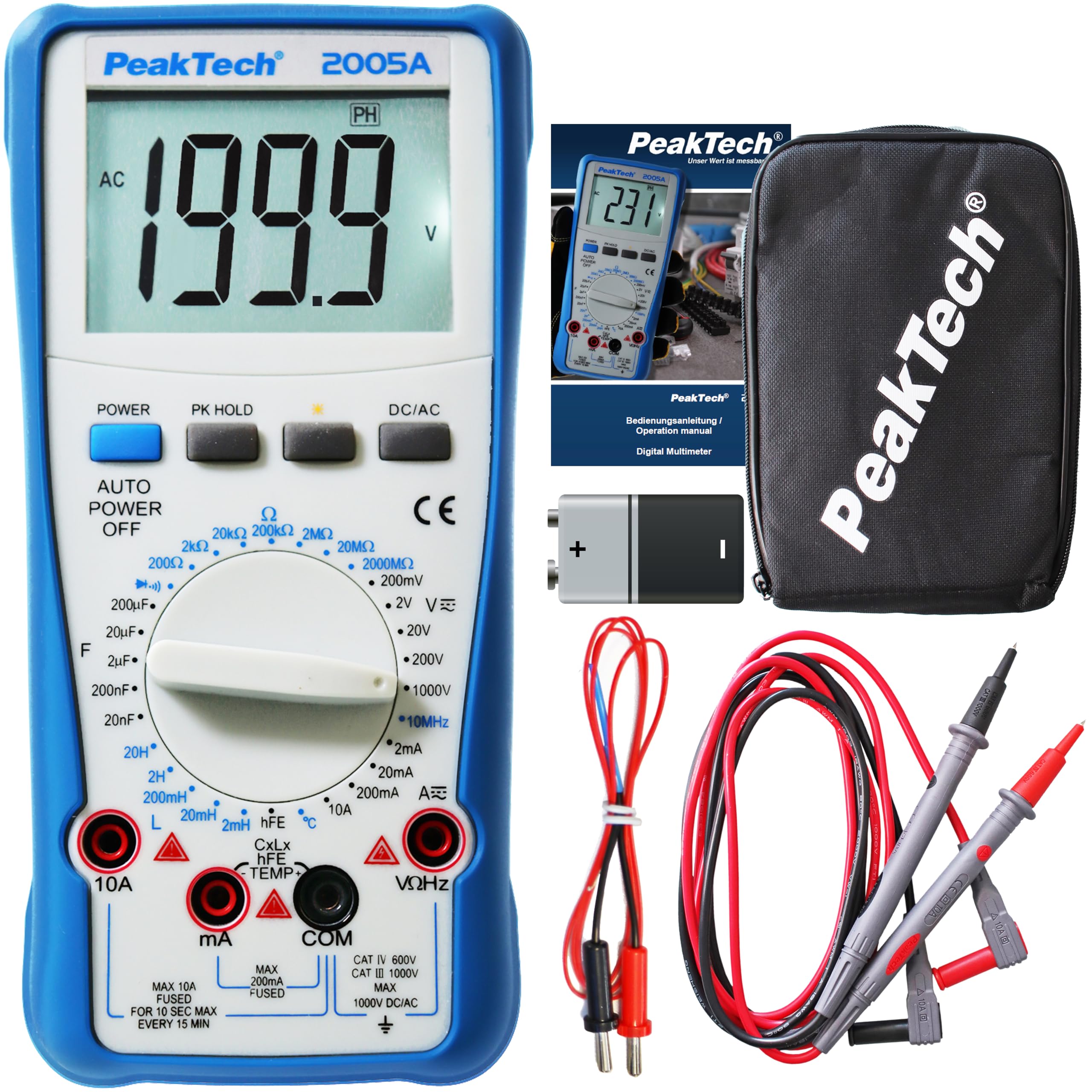 Multimetro digitale "PeakTech® P 2005 A" ~ 2.000 conteggi ~ 1000V