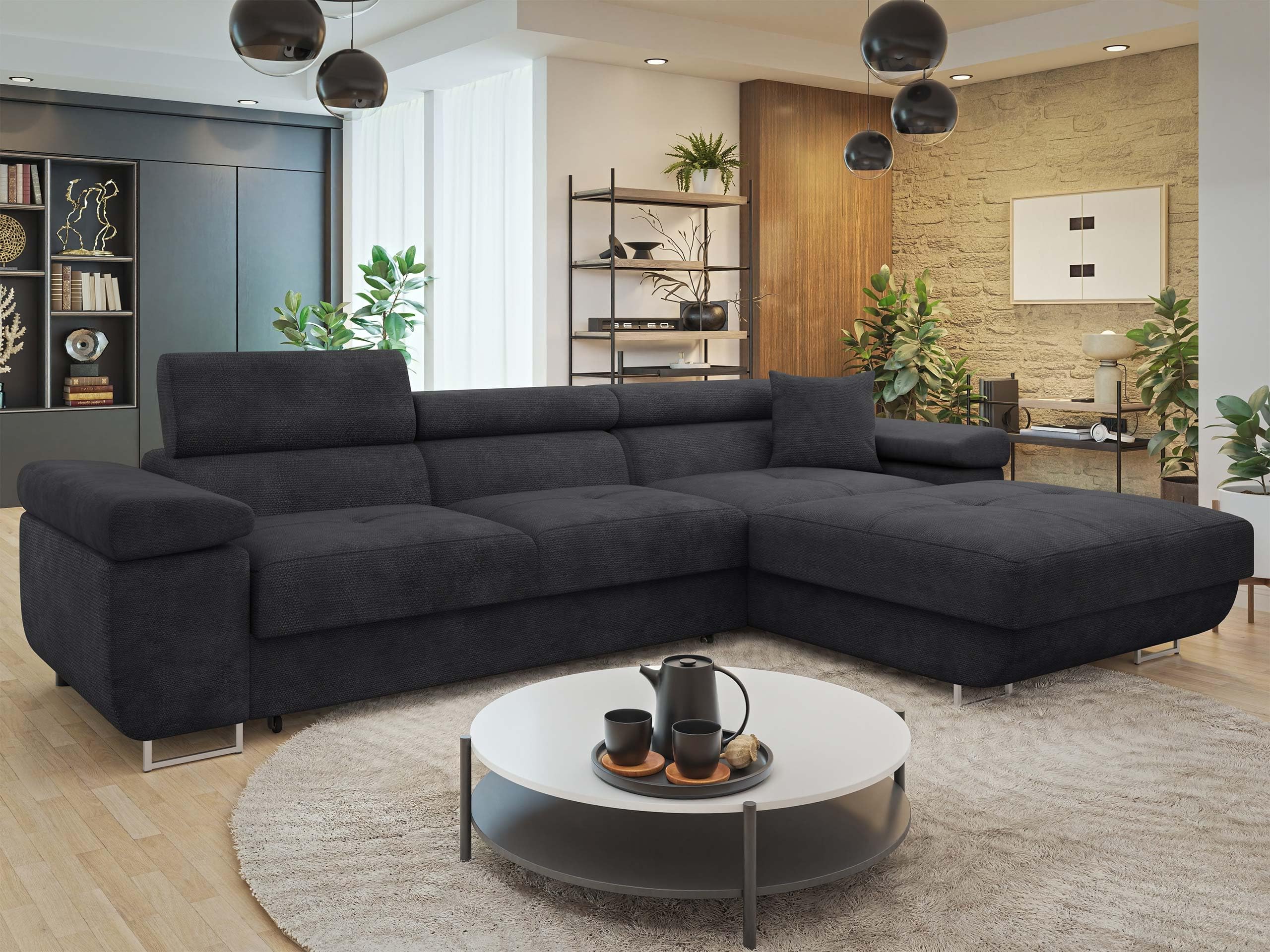 Mirjan24 Ecksofa Torezio Mini mit Bettkasten, Einstellbare Kopfstützen, Bequeme Polsterung, Eckcouch mit Schlaffunktion für Wohnzimmer L-Form Couch mit Bettfunktion (Margo 227.09, Seite: Rechts)