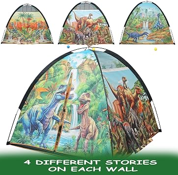 Dinosaur Kids Play Tent | Starlight & Carry Case | Kids Dome Playhouse for Boys Toddlers Indoor & Outdoor 48D x 48W x 42H
