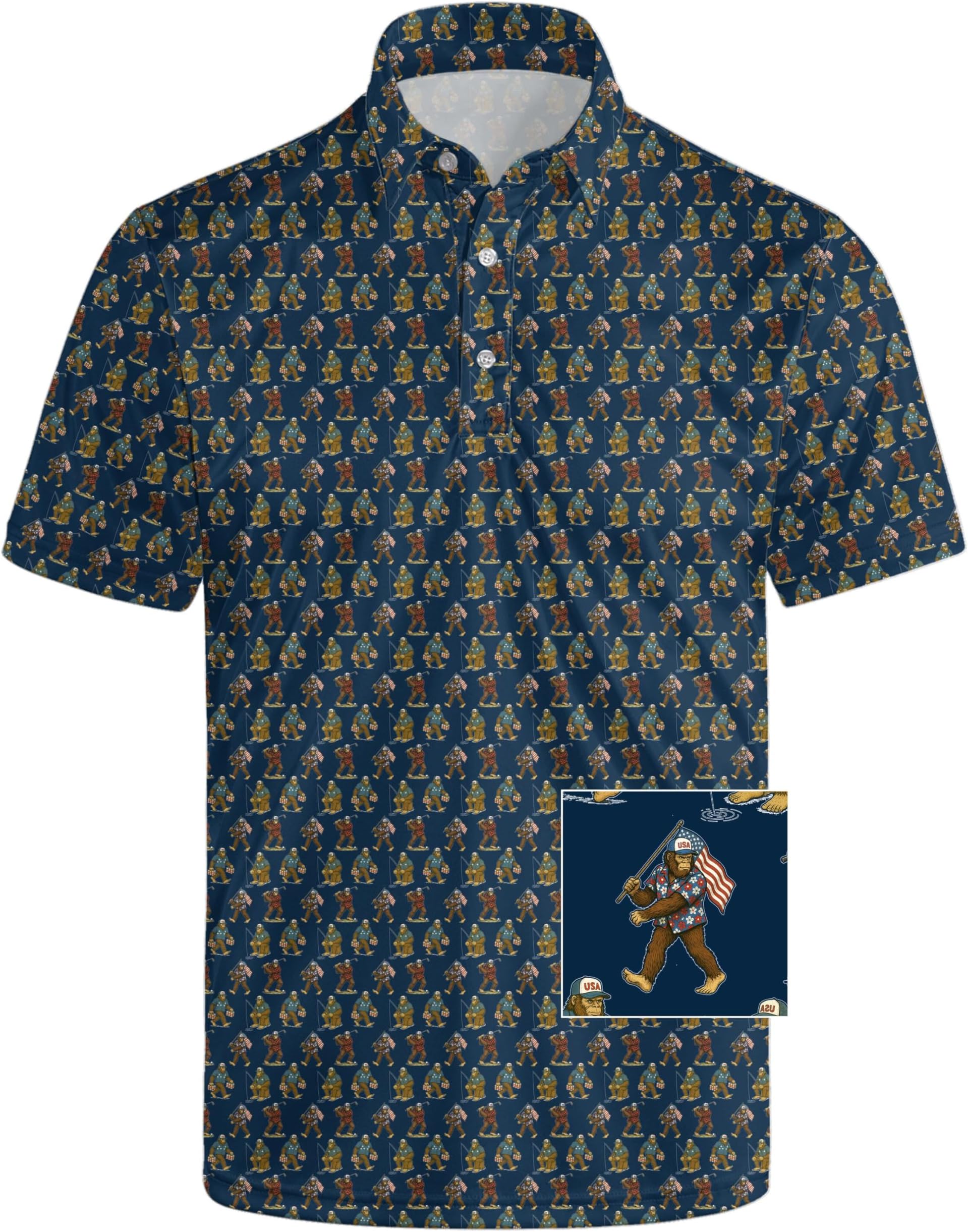 Mens Funny Polo Shirts, Short Sleeve Golf Shirts, Moisture Wicking Quick-Dry Business Casual Shirt for Men