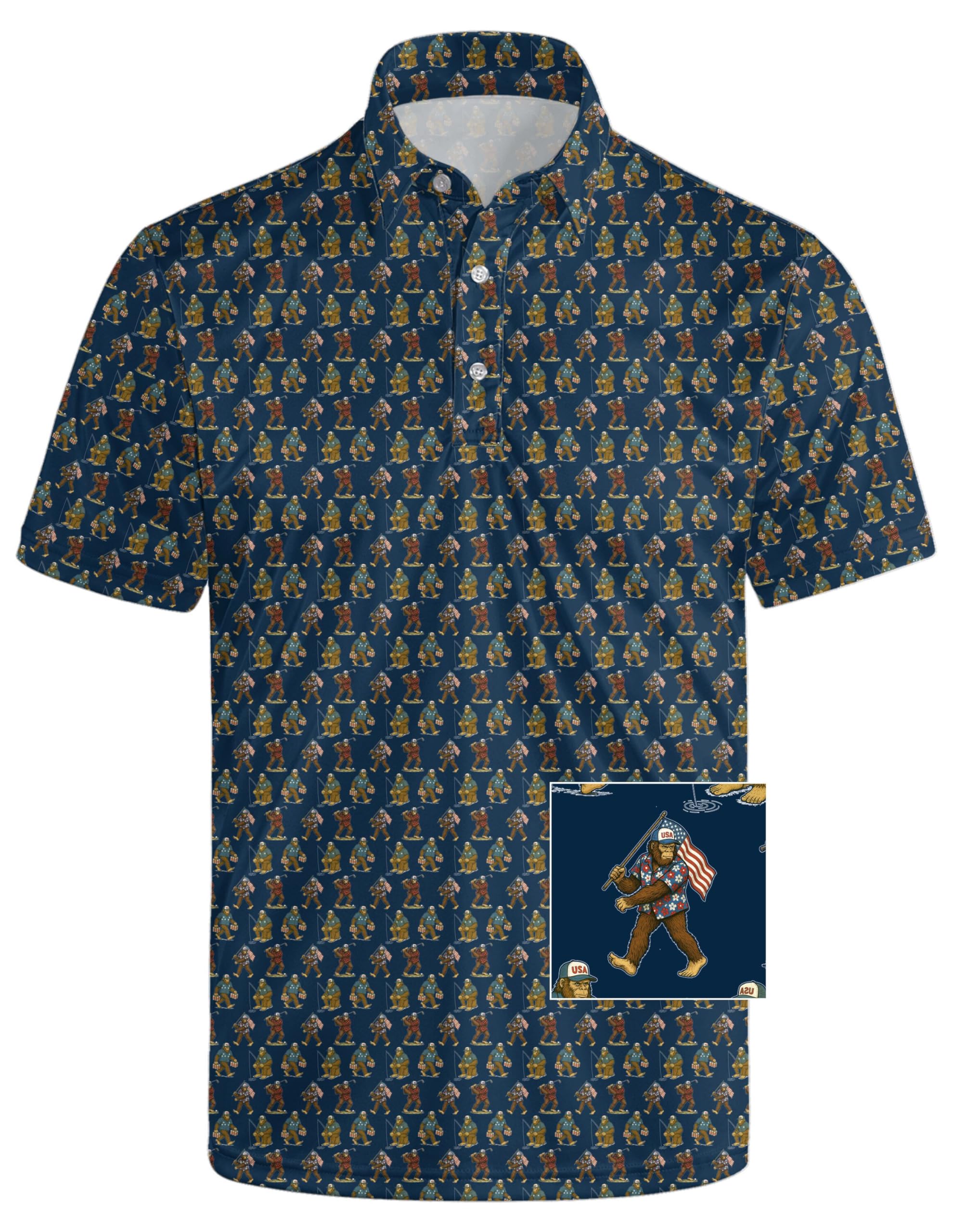 Men's Funny Golf Shirt Short Sleeve, Casual Polo Shirts for Men