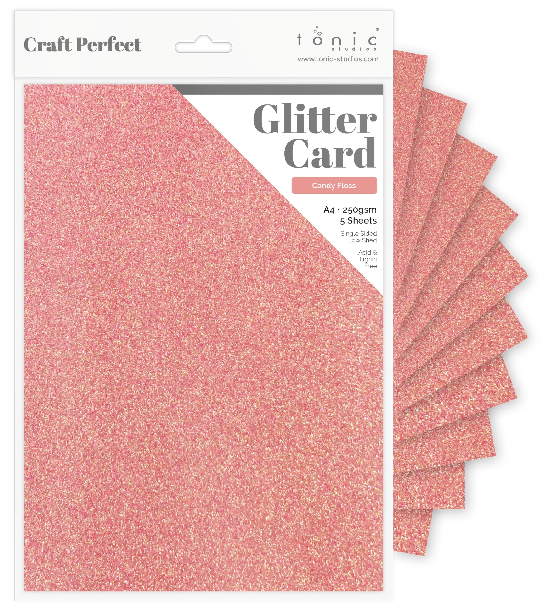 Tonic Studios A4 Craft Perfect Glitter Card, Cardstock, Candy Floss, 30 x 21.5 x 0.5 cm โ image 1