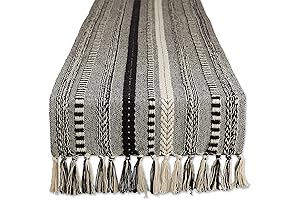 DII Farmhouse Black and White Braided Stripe Table Runner