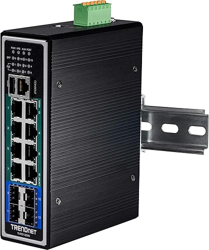 Miniatura 12 de TRENDnet Interruptor de riel DIN administrado de capa 2+ Gigabit PoE+ industrial endurecido de 12 puertos, presupuesto de energía de 240 W,