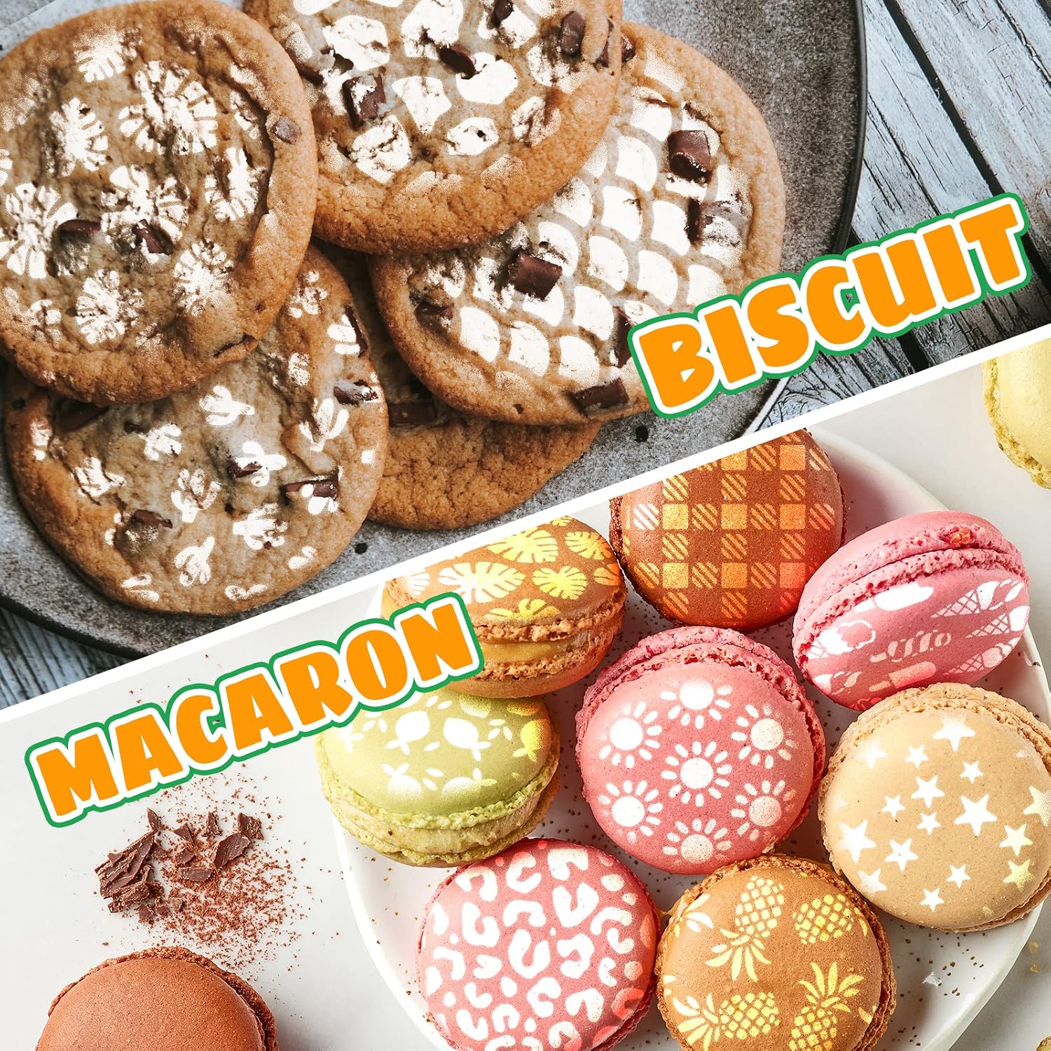 Whaline 16Pcs Summer Cookie Stencil Set Hawaiian Baking Stencils Templates Tropical Pineapple Flamingo Ice Cream Leaves Star Plaids Painting Stencil for Home Party Cake Biscuit Candy Coffee Decor