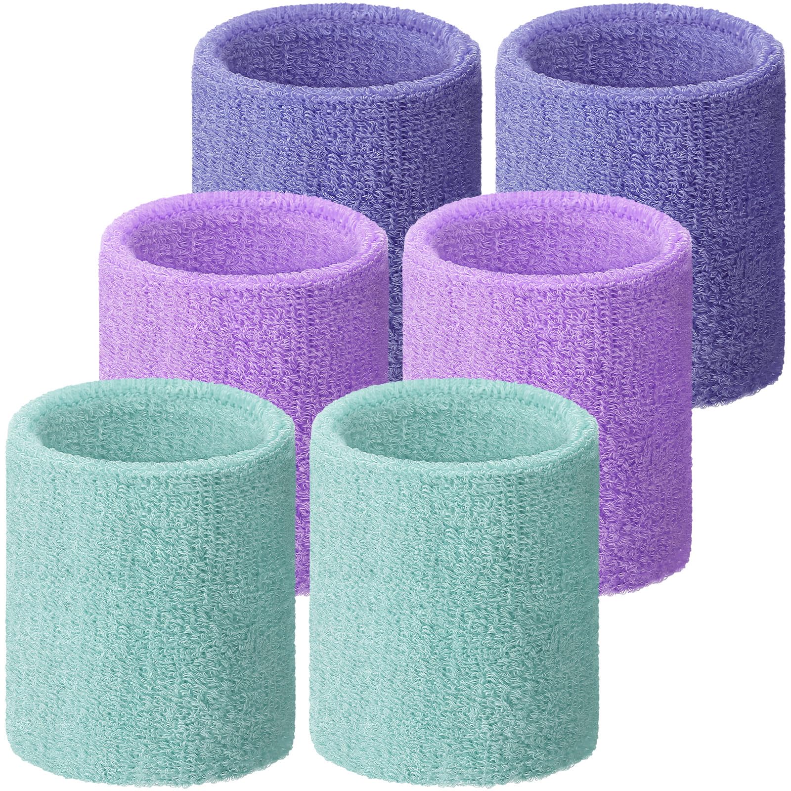 WILLBOND Sweat Band Wrist Tennis Wristband for Women Men Athletic Wrist Sweatbands Thick Cotton Cloth Wristband for Basketball Tennis Football Running Work(Light Purple, Light Lavender, Sky Blue) — image 1