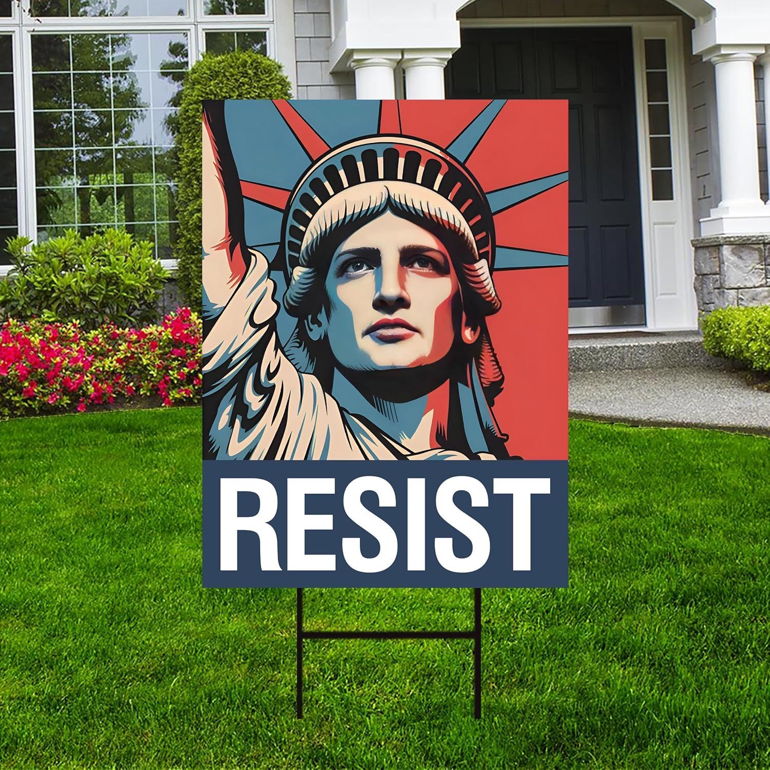 Resist Resistance Yard Sign - Resist Hate Lawn Sign, Anti-Trump Sign, Resist Racism, Resist Fascism Yard Sign with Metal H-Stake, VP16167 (Multicolor, 24" x 18", Double Sided)