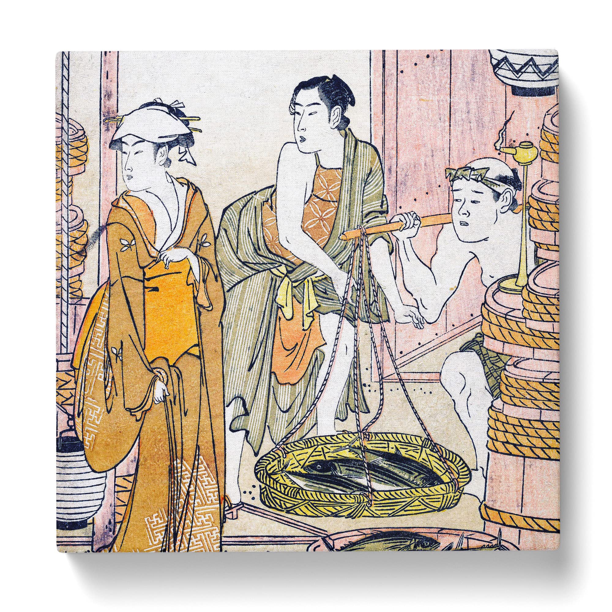 The Fish monger by Torii Kiyonaga Canvas Print, Mixed, 35L x 35W cm - Image 3
