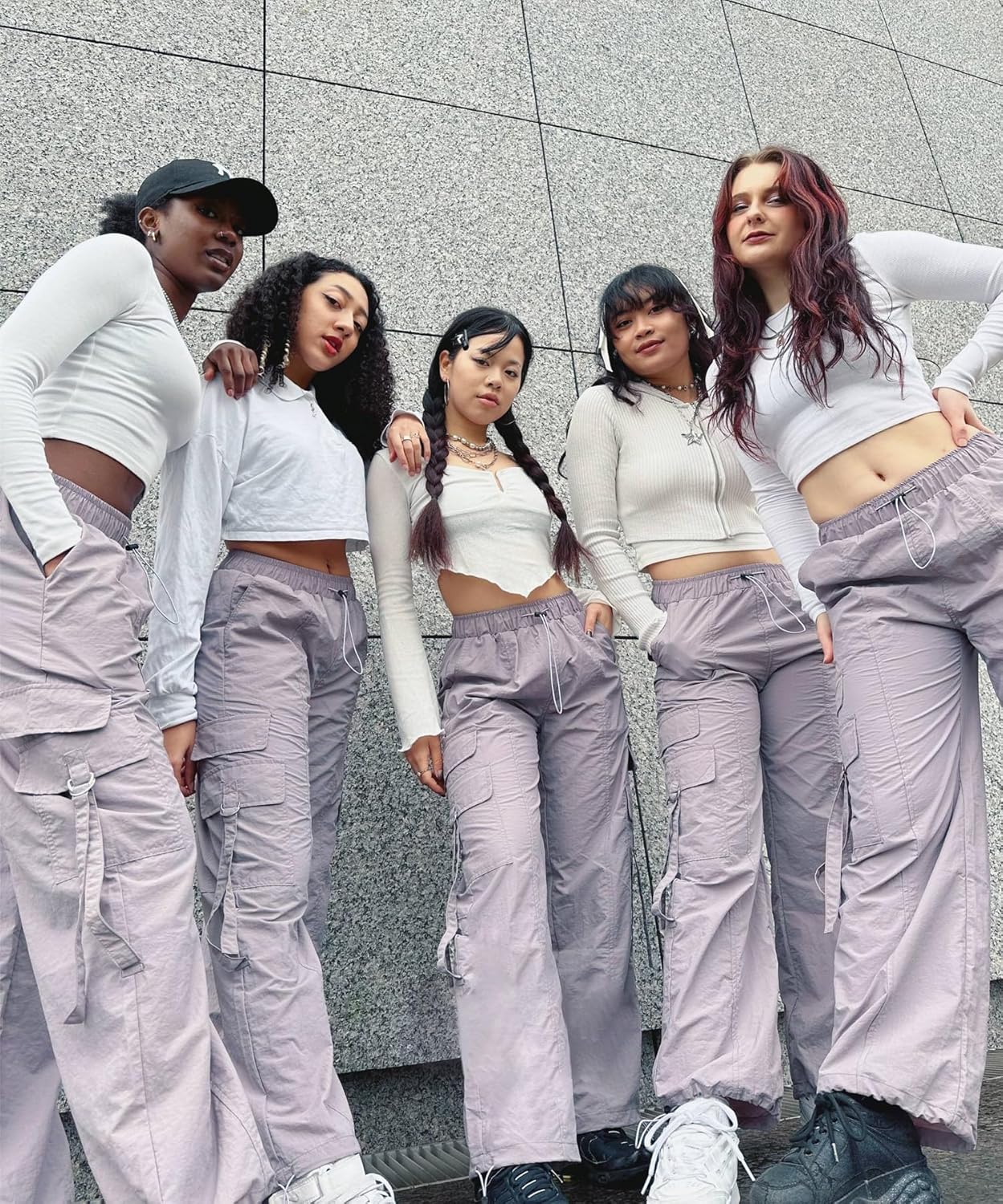 Bakyarder Drawstring Wide Leg Cargo Pants Women Baggy, Elastic Waist Pants Y2K Dance Hip Pop Pants - Image 3