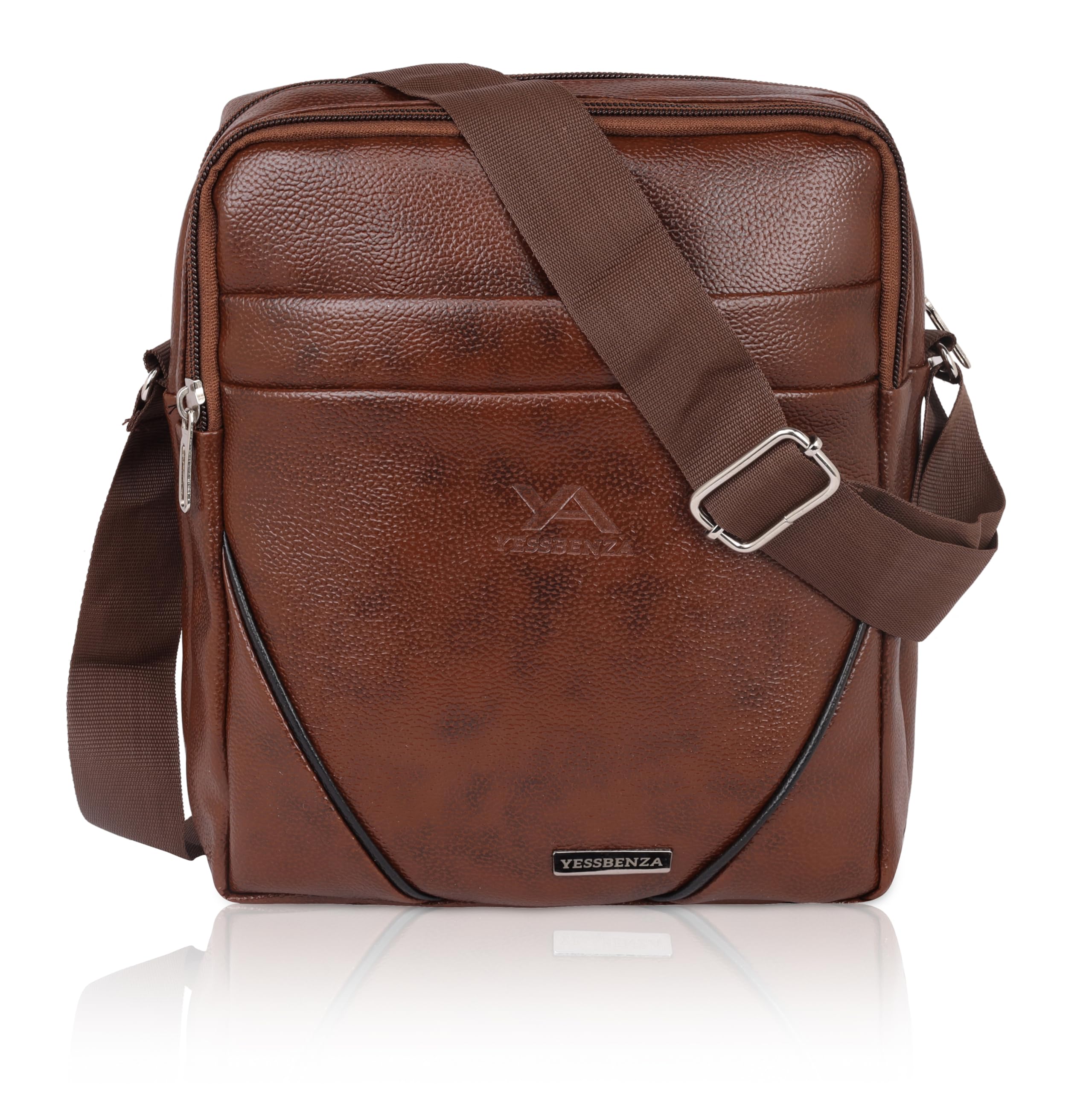 10.50 Inch Stylish Padded Artificial Premium Leather Medium Sling Bag for Men and Women, Passport Travel Bag, and Medium Sling Bag With Tablets and Mobile Pockets YIFS-196SL-image-46