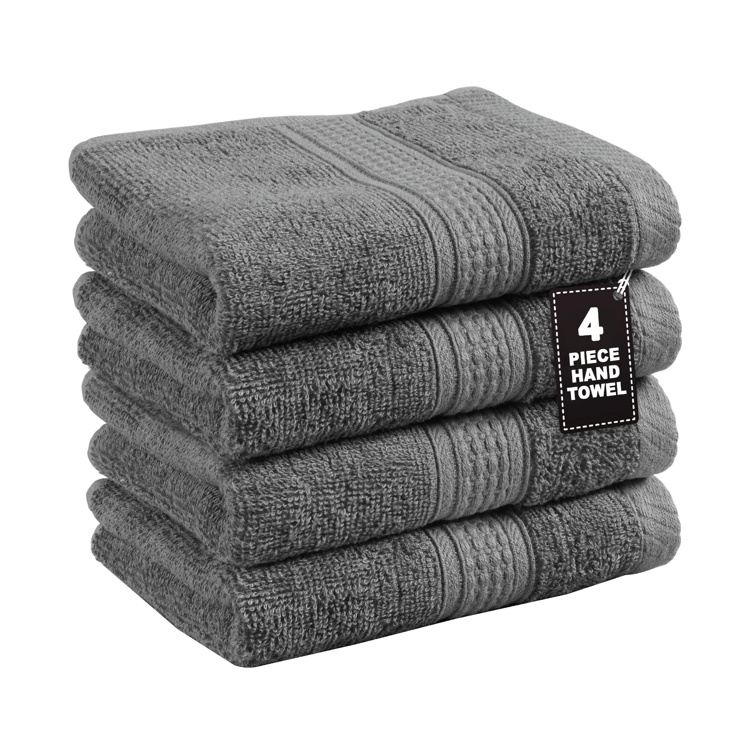 LANE LINEN 100% Cotton Hand Towels Pack of 4 (16"x28") - Spa & Hotel Quality - Ring Spun - Quick Dry, Soft & Absorbent Bath Hand Towels for Bathroom Set of 4 - Fade Resistant Low Pill - Space Grey