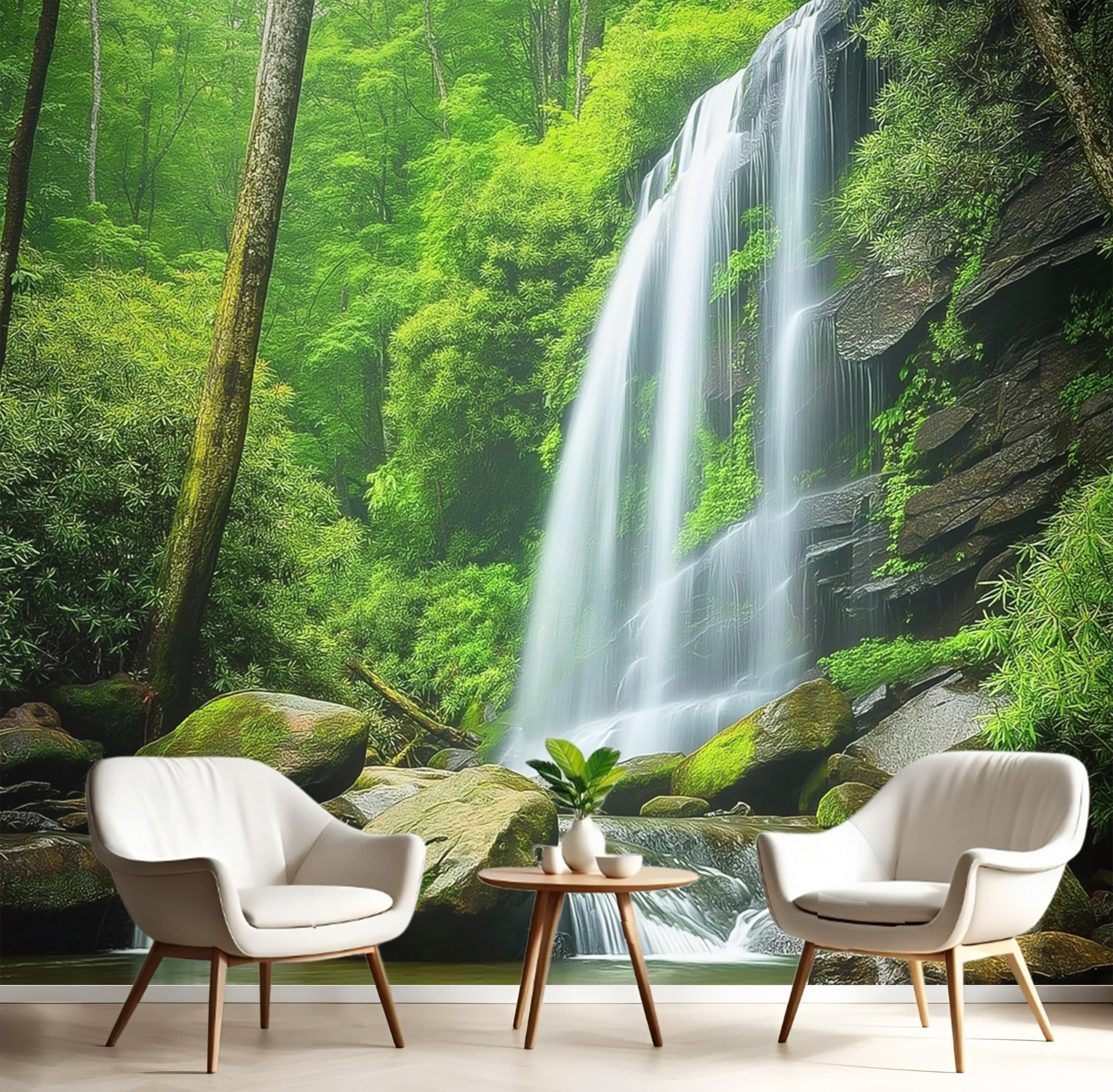 Papier peint panoramique forêt dense pour sublimer le mur de votre salon