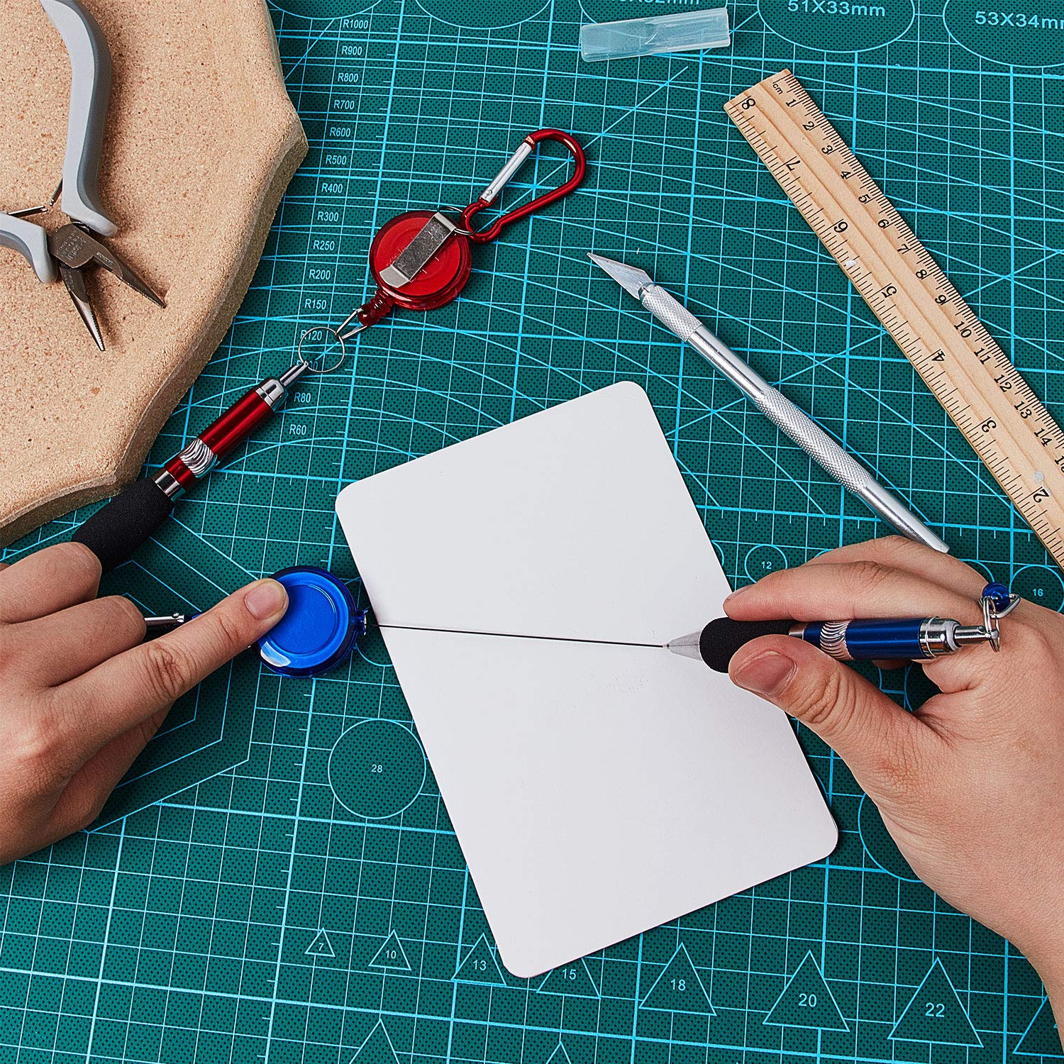 Outus 12 Pieces Retractable Pull Clip Pen Retractable Reel Holder 3-in-1 Handy Badge Reel Pen Belt Keychain Clip for Nurses, Colleagues - Image 7