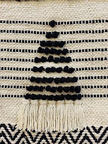 Miniatura 7 de NATURE4U Algodón tejido para colgar en la pared, decoración del hogar, bohemio, beige, geométrico, hecho a mano, 100% algodón, decoración artística