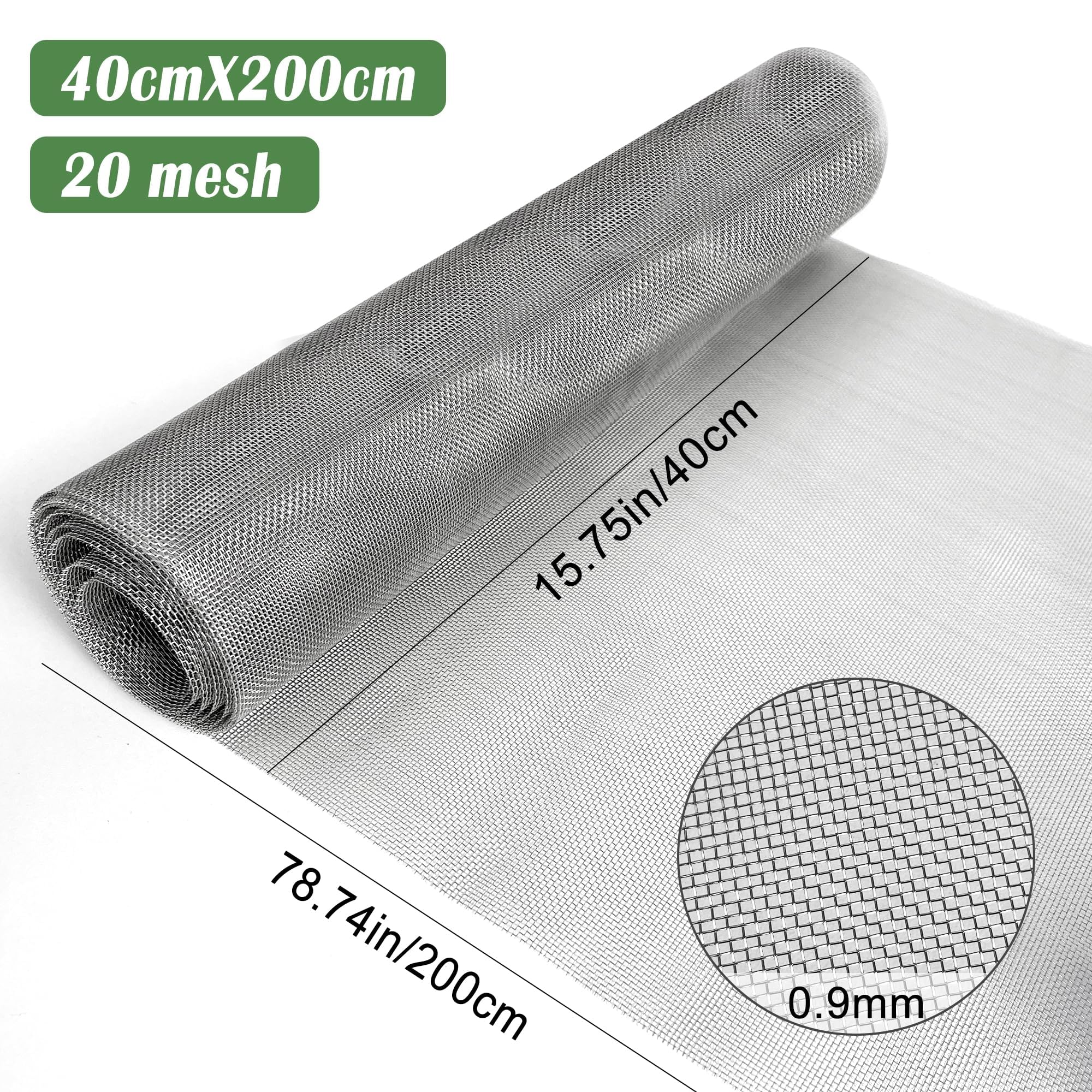TINA Grille Métallique Fine 40 x 200cm Maille en Acier Inoxydable 304 Grillage Métallique Anti Rongeur Moustique Treillis Métallique Filet anti Insecte Grillage Voliere Jardin Garde Manger (20 Mesh)