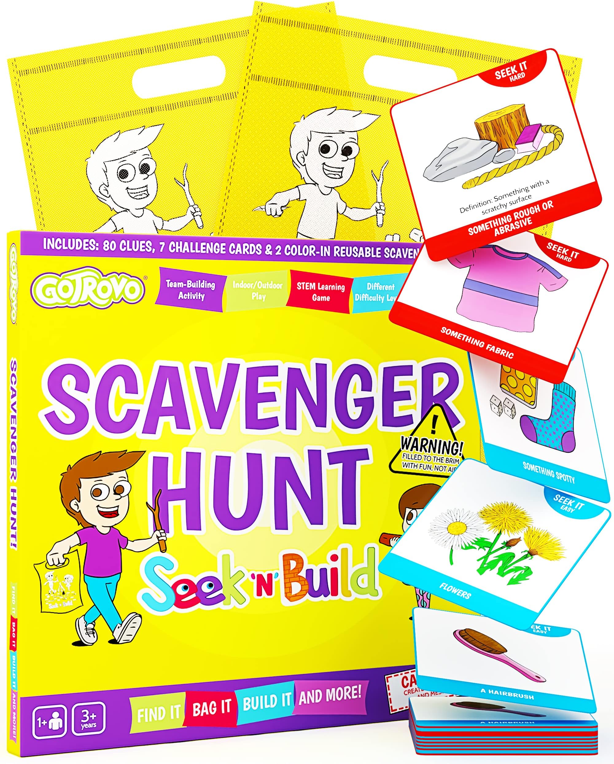GOTROVO Scavenger Hunt Game for Kids, Toddler Board Games and Camping Activities for Kids Ages 4-6