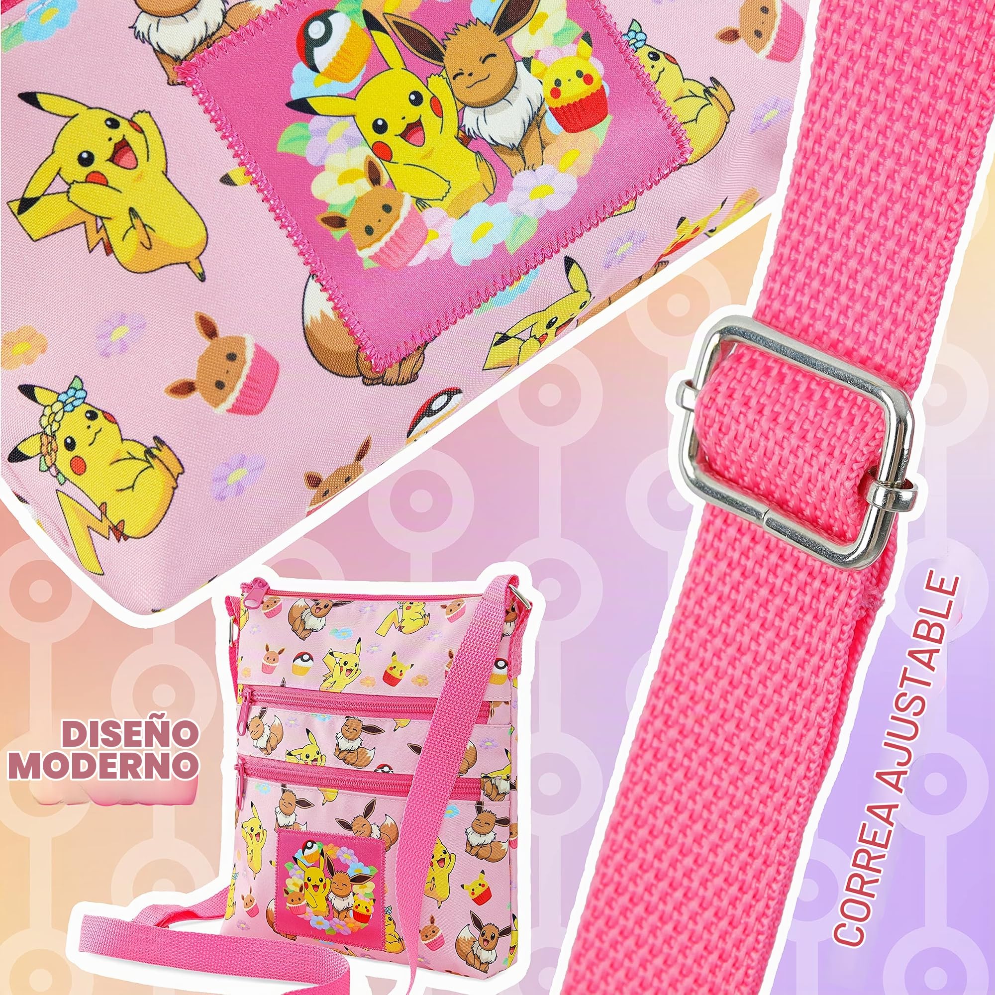 Pokemon Bolso bandolera Pikachu 3D para niños, adolescentes, viajes, vacaciones, regalos de anime