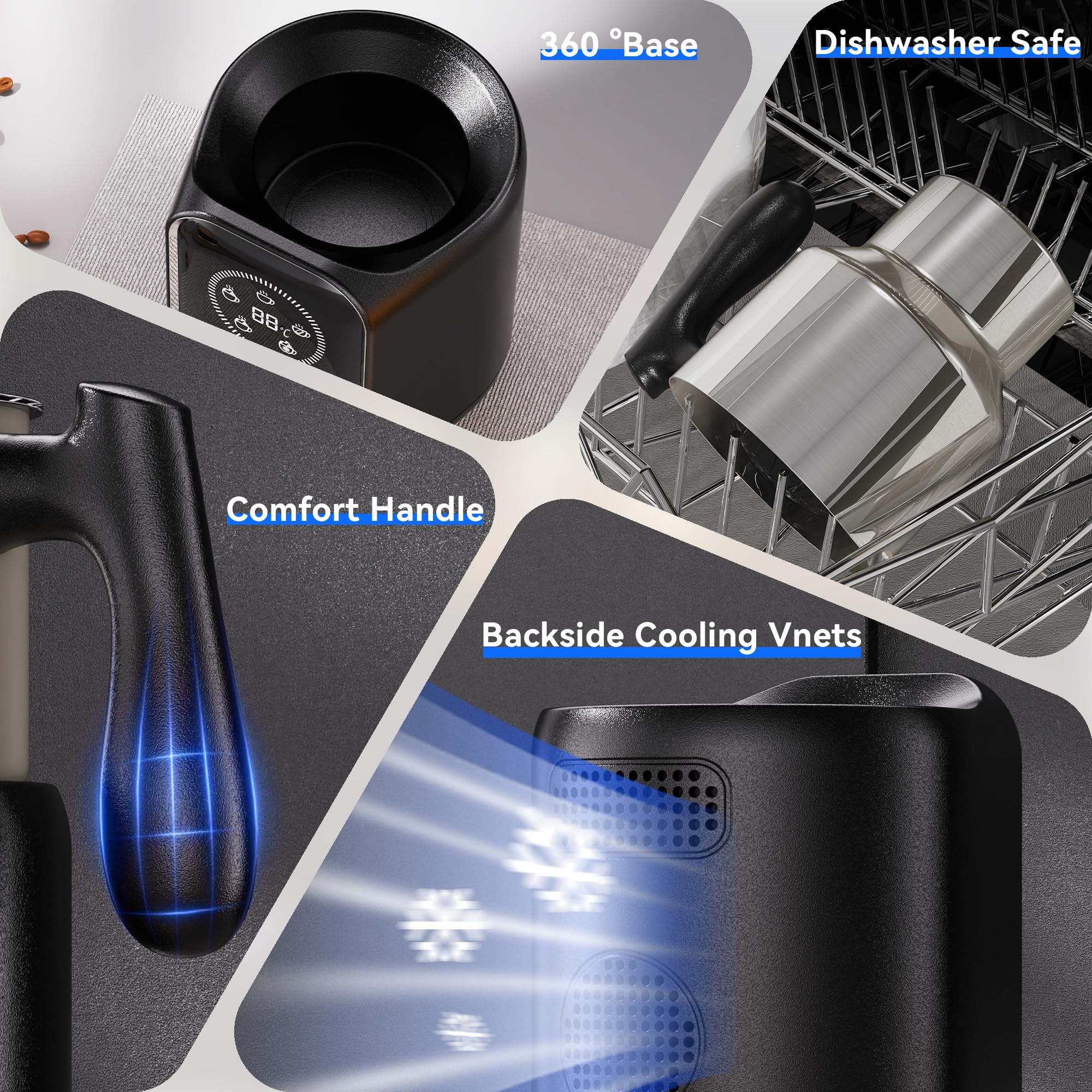 Elektrischer Milchaufschäumer 5-in-1 600 ml Milchaufschäumer, Abnehmbarer Automatischer Milchschäumer, Temperaturkontrolle Spülmaschinenfest, für Latte, Cappuccino, heißen und kalten Milchschaum