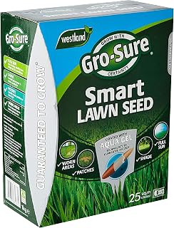 Garden Grass Lawn Seeds - 1kg Aqua Gel Coated Smart Lawn Grass Seeds 25msq. Fast to Grow Lawn Care with Topline Card for Patch Repairs, Suny or Shady Lawn.