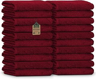 NatureMark Toallas de Invitado – Pack de 20 (30x50 cm), 100% Algodón, Certificadas Oeko-Tex, Suaves, Absorbentes y Fáciles de Cuidar – para Baño, Invitados & SPA - Rojo Burdeos