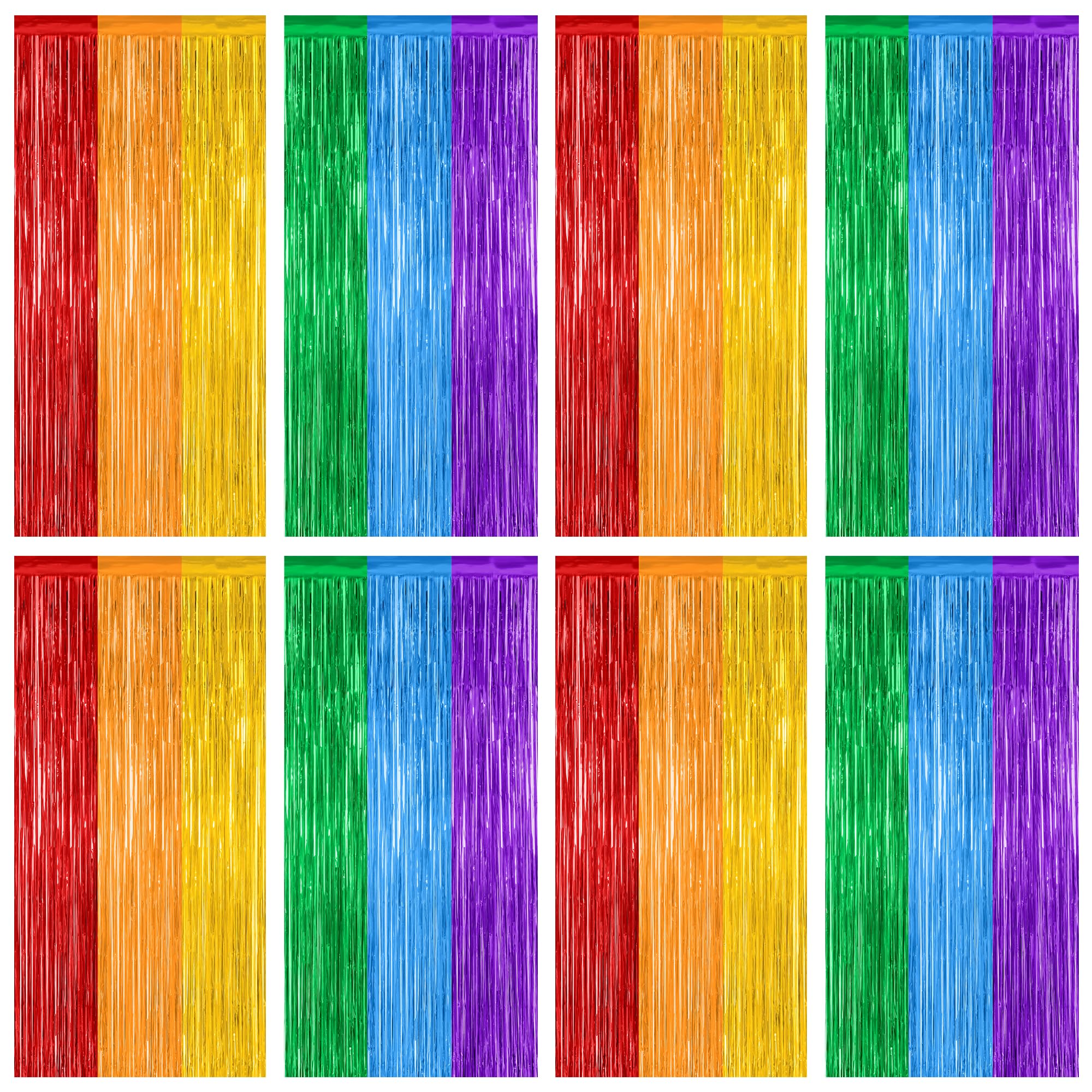 ZATAYE 8 Pack Rainbow Kindergarten Foil Curtain Streamer Decorations