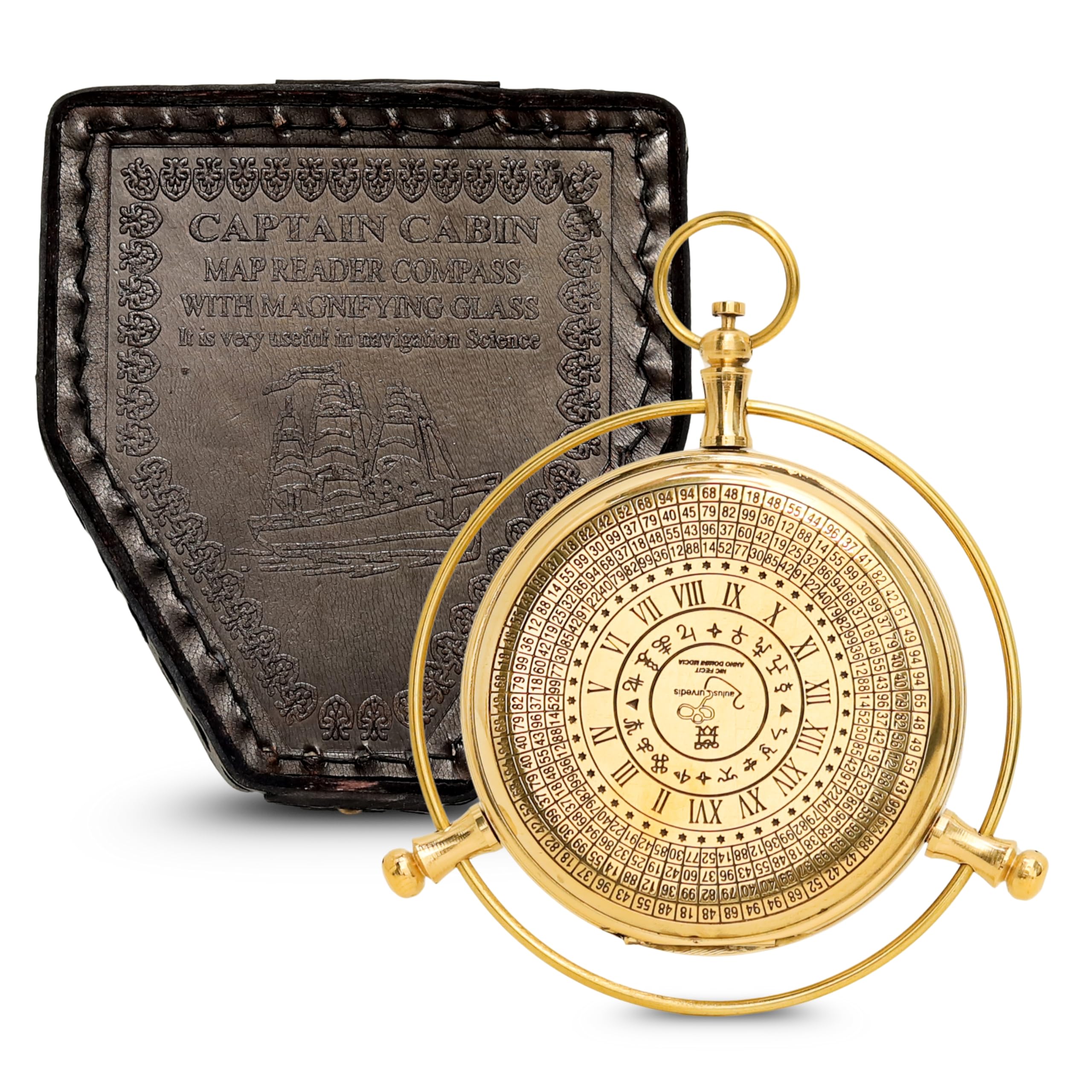 Aletiometro con bussola in ottone anticato, design unico con decorazione nautica, custodia in pelle, regalo di viaggio per gli amanti del cinema di culto, bussola di Natale, ricordo del battesimo