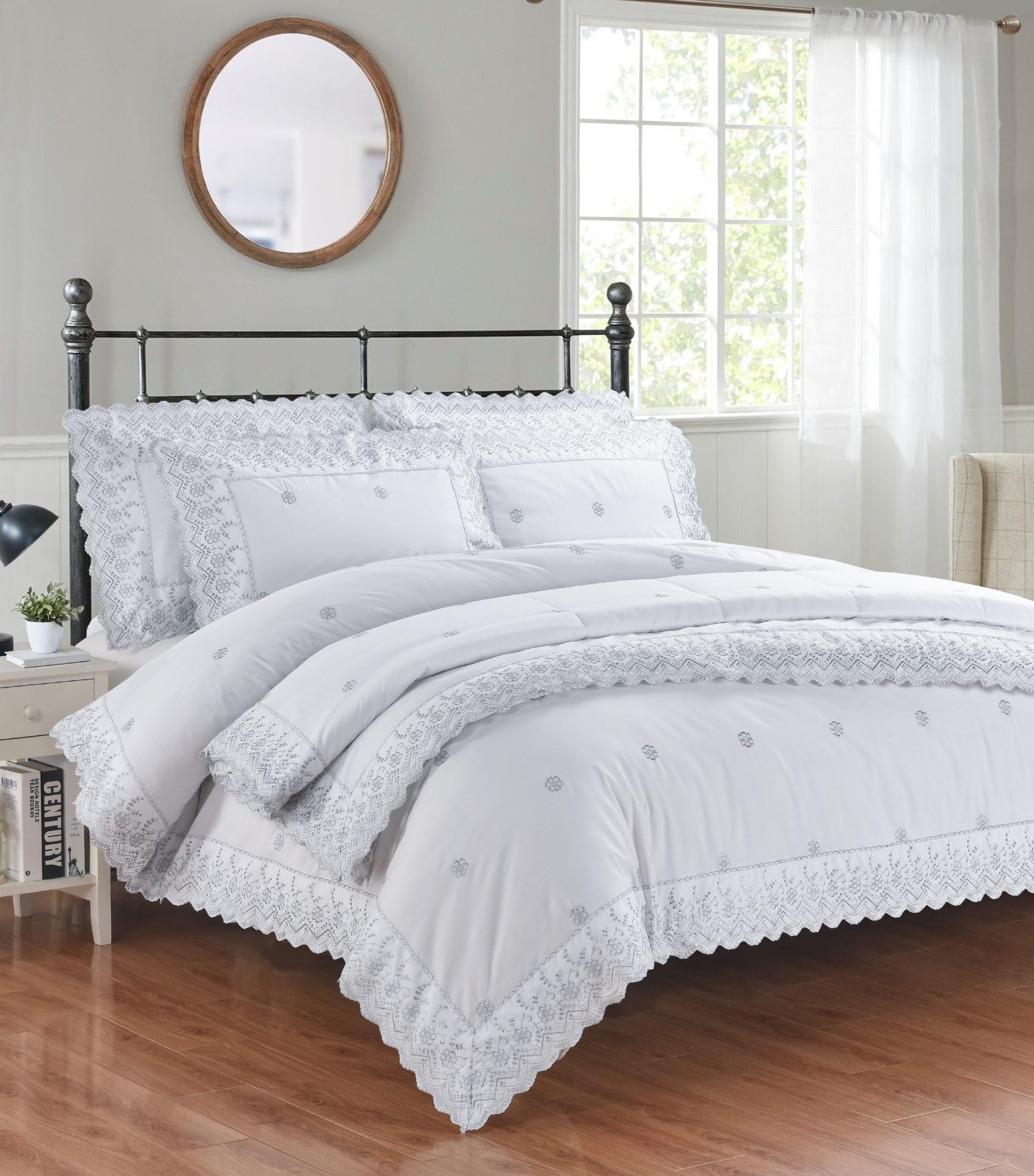 Rapport home Gabrielle zestaw pościeli w stylu vintage, polibawełna, srebrna, king