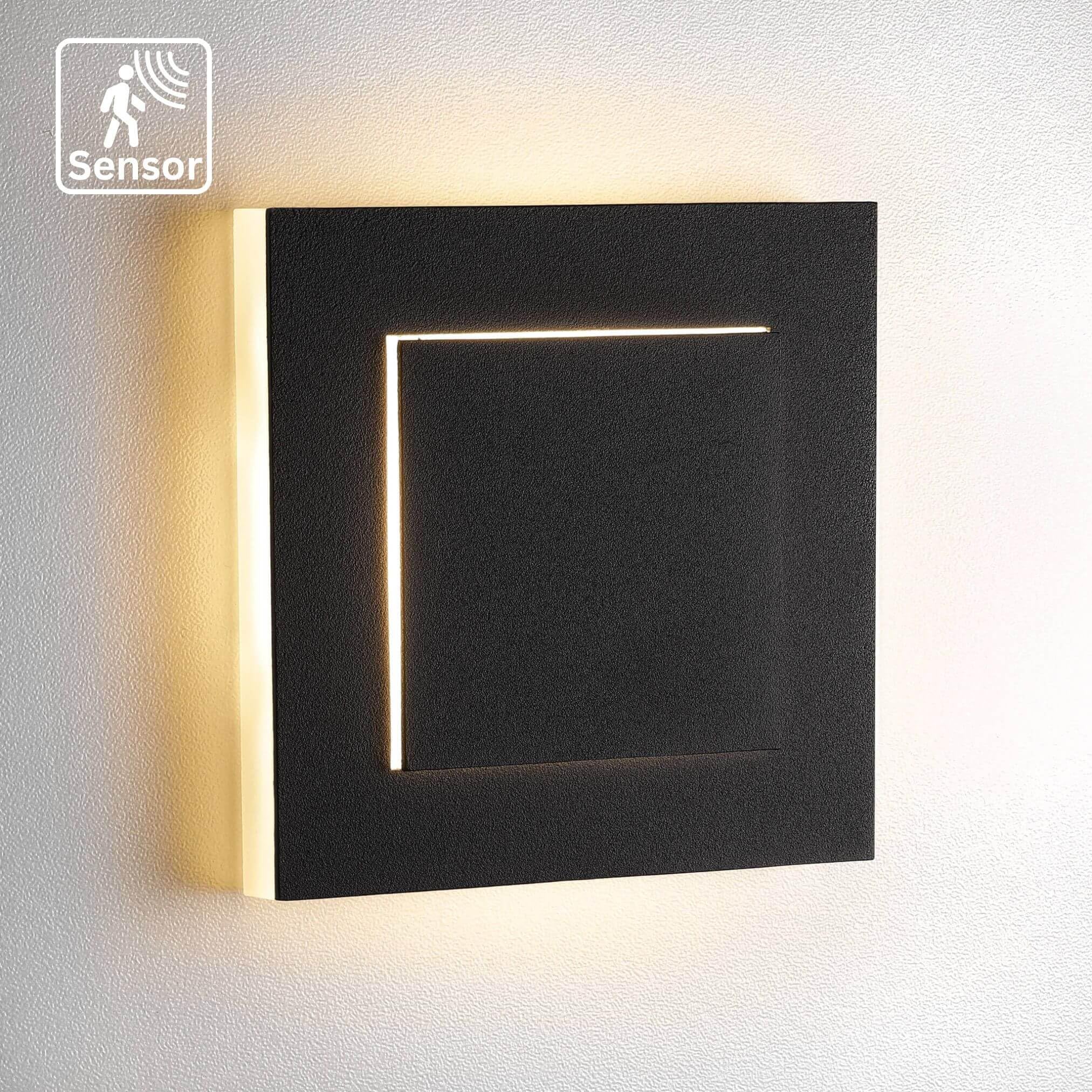 lambado® Treppenbeleuchtung mit Bewegungsmelder eckig Schwarz - LED Stufenbeleuchtung 1,5W 230V mit 3D Lichteffekt für Ambiente & Sicherheit im Dunkeln