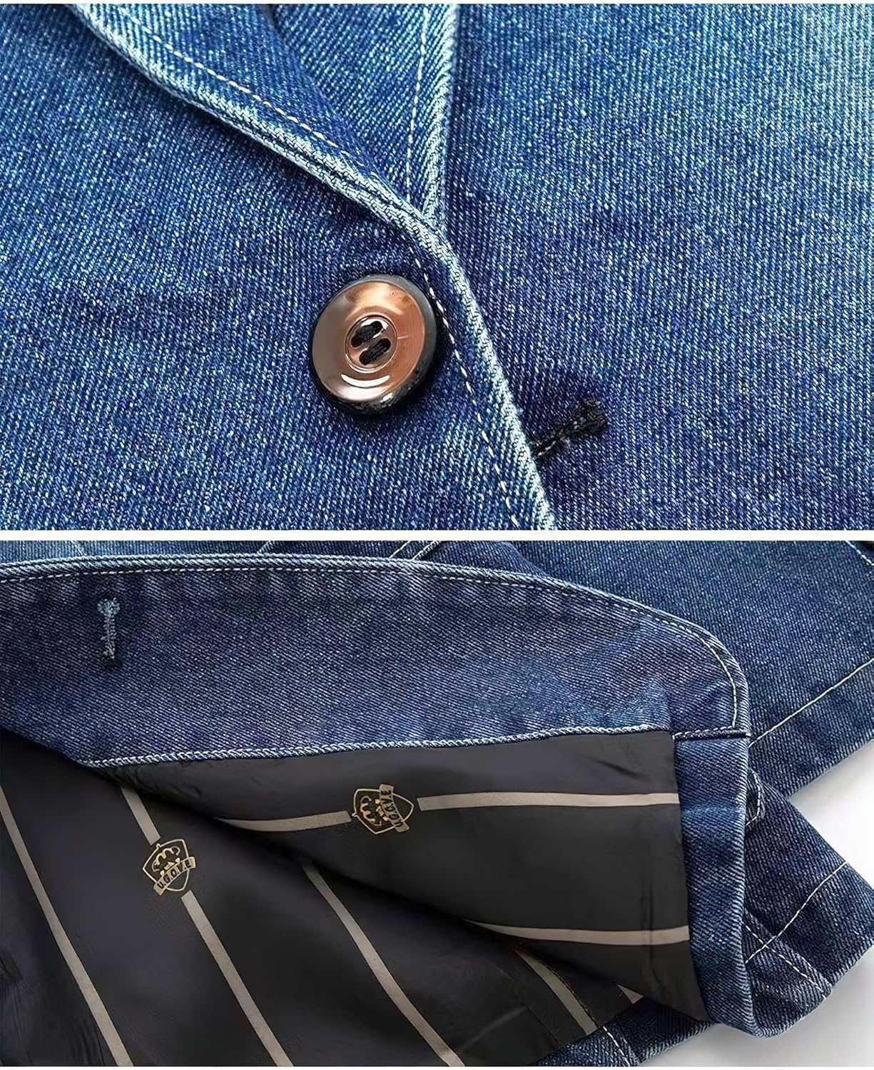 ebossy Men's Notched Lapel Button Down Business Slim Denim Blazer Jacket Sport Coat